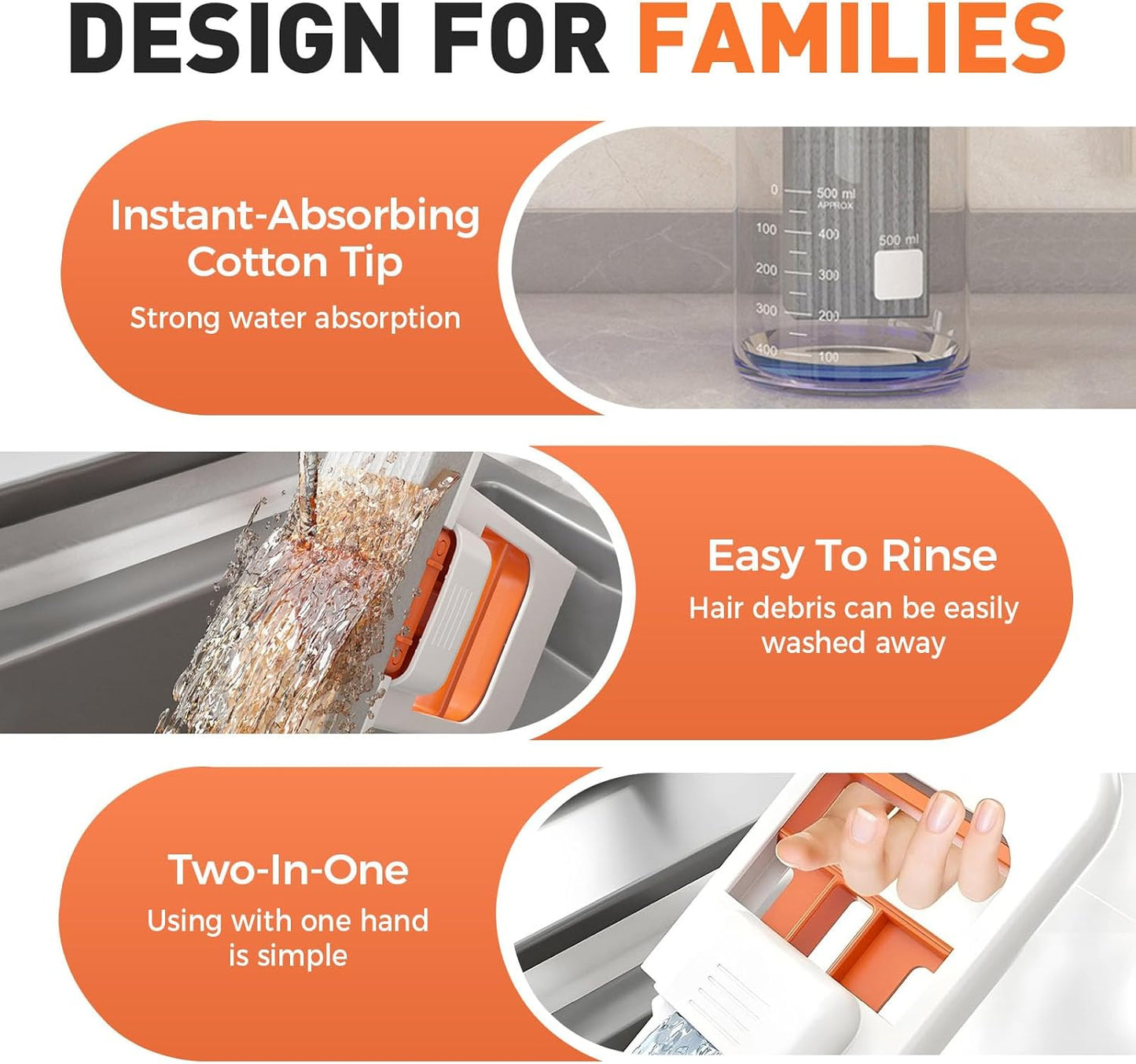 Mini Foldable Desktop Mop, 2026 New Portable Cleaning Sponge Mop for Wet and Dry, Mini Portable Self-Squeeze Small Mop for Bathroom, Kitchen, Desktop (Orange)