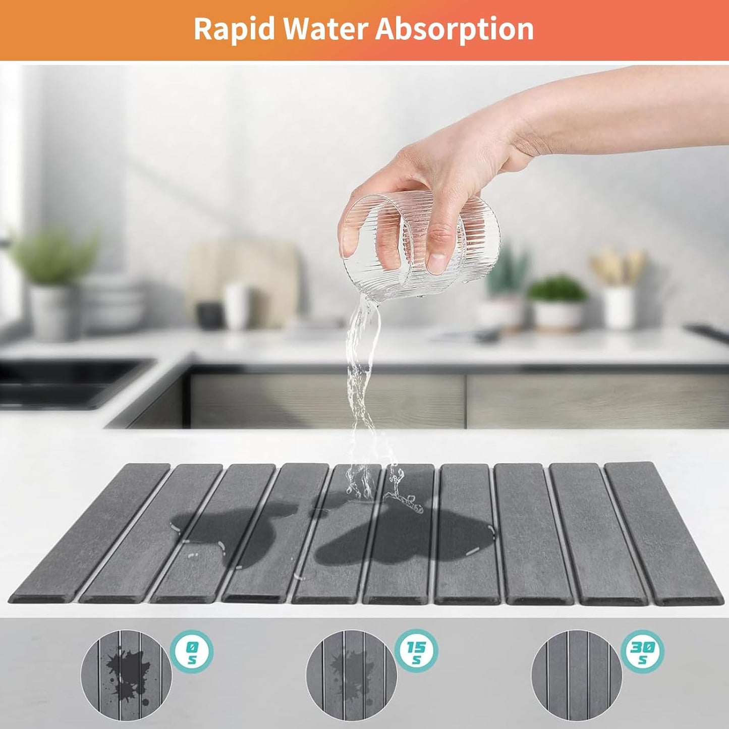 Dish Drying Mats Stone Drying Mat for Kitchen Counter Dish Drying for Kitchen Counter Quick Dry Stone Mat Kitchen Ellipse