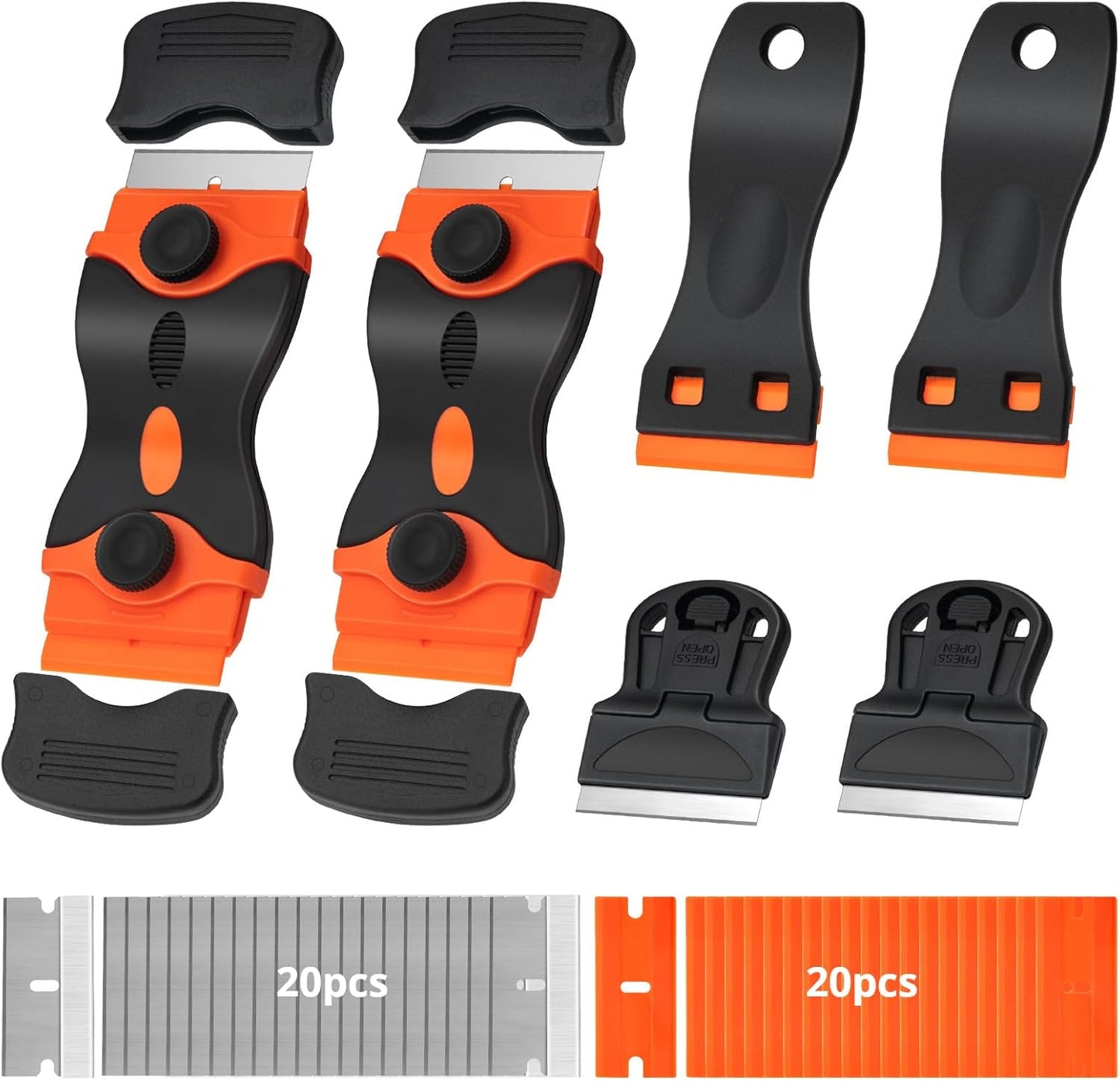 6 Pack Razor Blade Scraper Tool, Razor Scraper, Paint Scraper for Cleaning, With Extra 40Pcs Blade Scraper, For Cooktop, Wall, Floor, Glass Cleaning Scraper