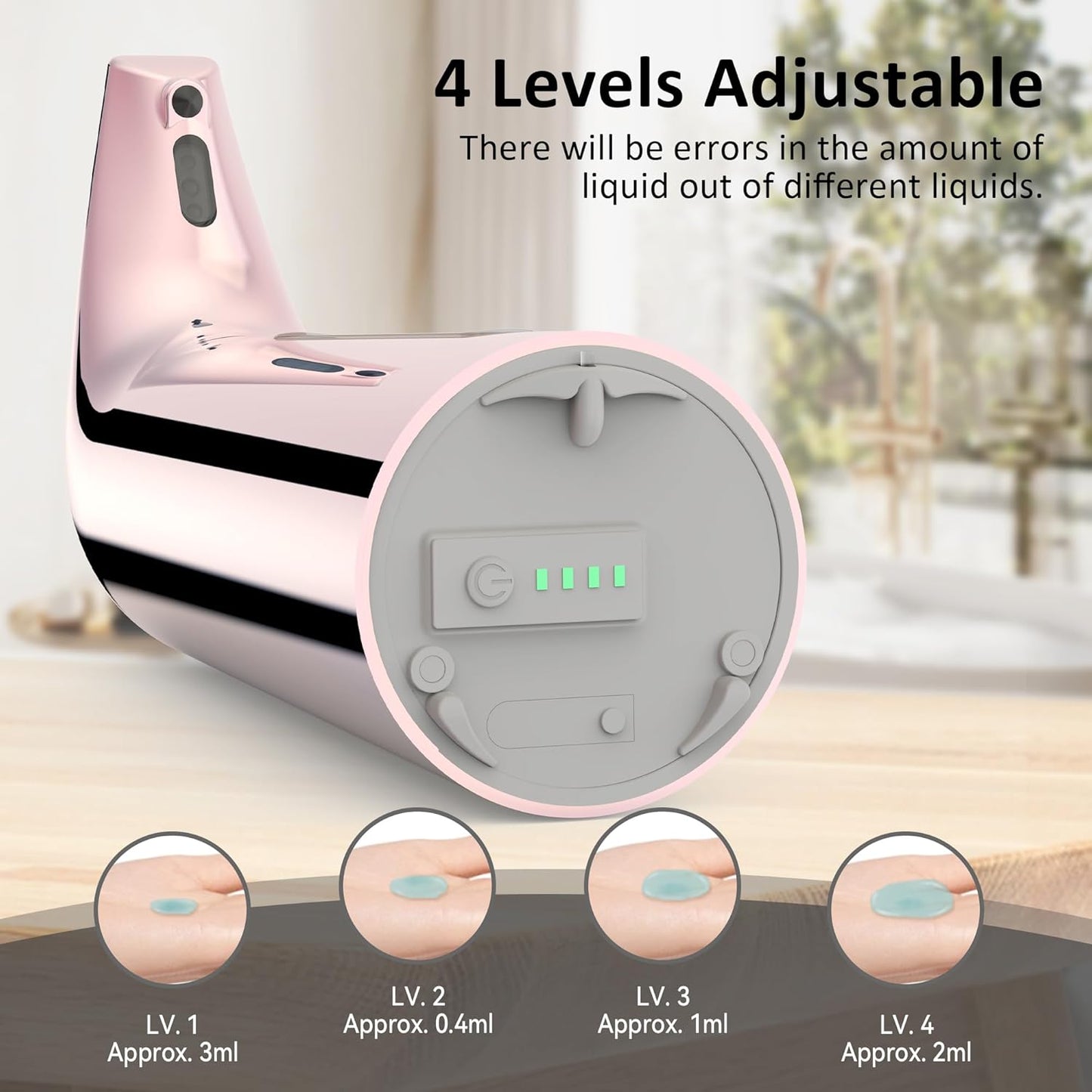 Convenient Automatic Soap Dispenser,4 Adjustable Levels Touchless Hand Sanitizer Pump with Infrared Sensor, 400 ml Countertop Electric Soap Dispenser