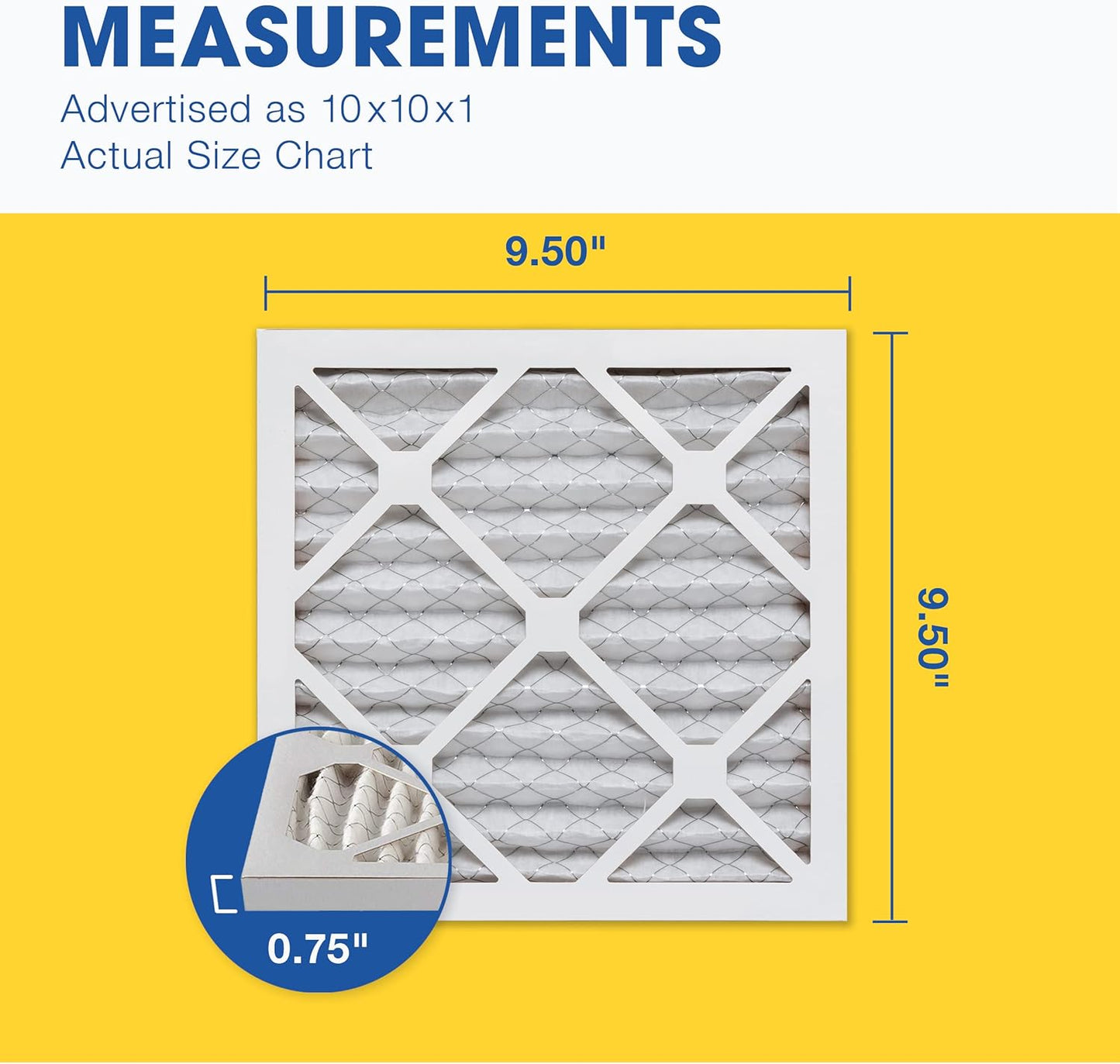 Aerostar 10x10x1 MERV 8, Pleated Air Filter, 10x10x1, Box of 6, Made in the USA