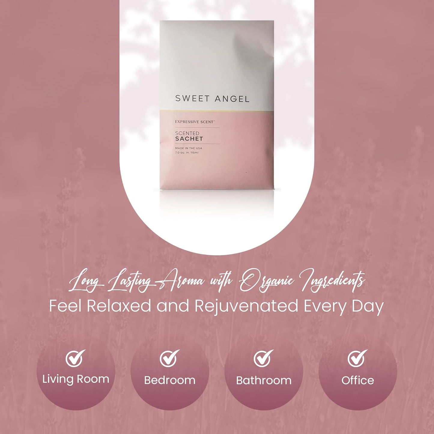 Expressive Scent 6 Pack Sachet (Sweet Angel) Long Lasting Home Fragrance for Drawers Dressers Closets Cars Kitchen