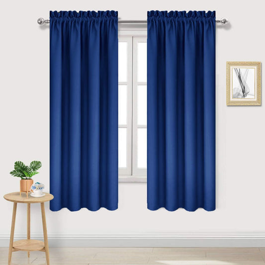DWCN Blackout Curtains Room Darkening Thermal Insulated Bedroom Curtains Window Curtain Panels, 42 x 63 inches Long, Set of 2 Classic Blue Rod Pocket Drapes