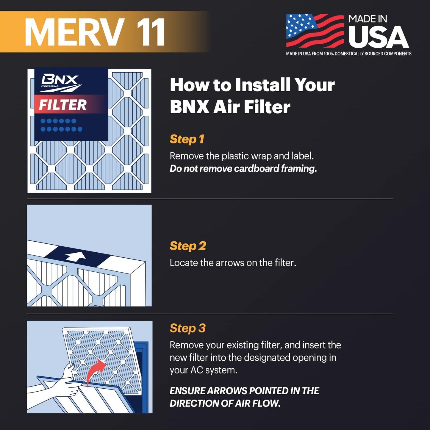 BNX TruFilter 20x22x1 Air Filter MERV 11 (12-Pack)- MADE IN USA - Allergen Defense Electrostatic Pleated Air Conditioner HVAC AC Furnace Filters for Allergies, Dust, Pet, Smoke, Allergy MPR 1200 FPR 7