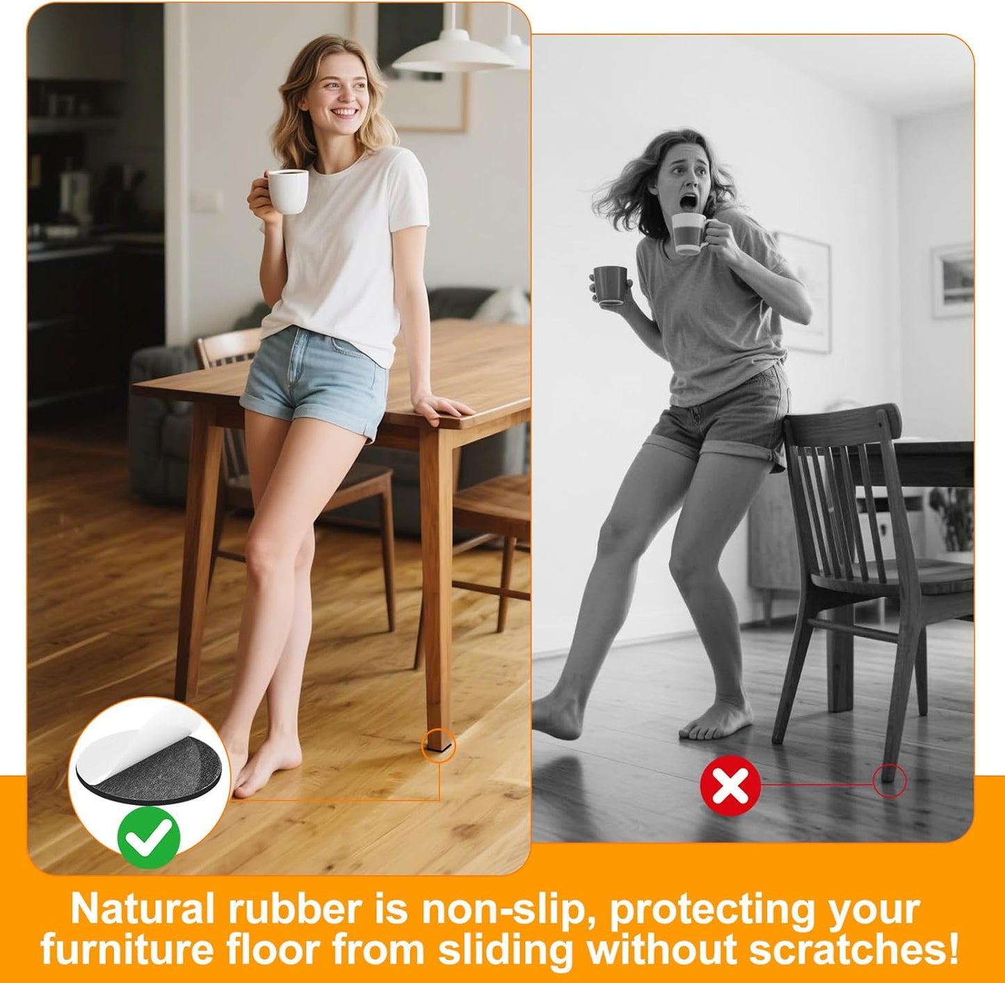 CHUNZEXI Non Slip Furniture Pads - 12 Premium Furniture Grippers Self Adhesive Rubber Furniture Feet, Anti Slide Furniture Hardwood Floor Protector for Keep Couch Stoppers (3 inch Round)