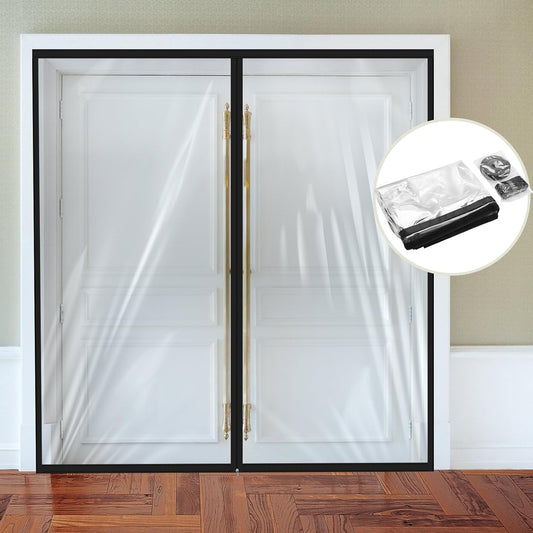 Amylove Zipper 72 x 80 Inch Dust Barrier Door Kit Construction Door Barrier 6 x 6.7 ft Reusable Plastic Curtain Cover Containment Standard Doorway Temporary Wall Screen Sheeting for Bathroom Hallway