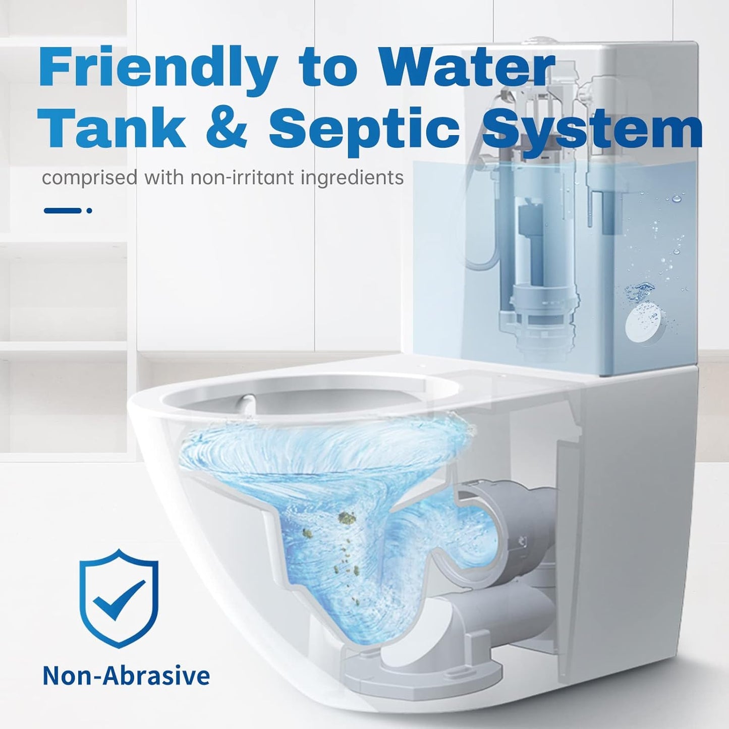 Vacplus Toilet Bowl Cleaner Tablets 12 PACK, Automatic Toilet Bowl Cleaners with Bleach for Deodorizing and Descaling, Bathroom Cleaner Against Tough Stains