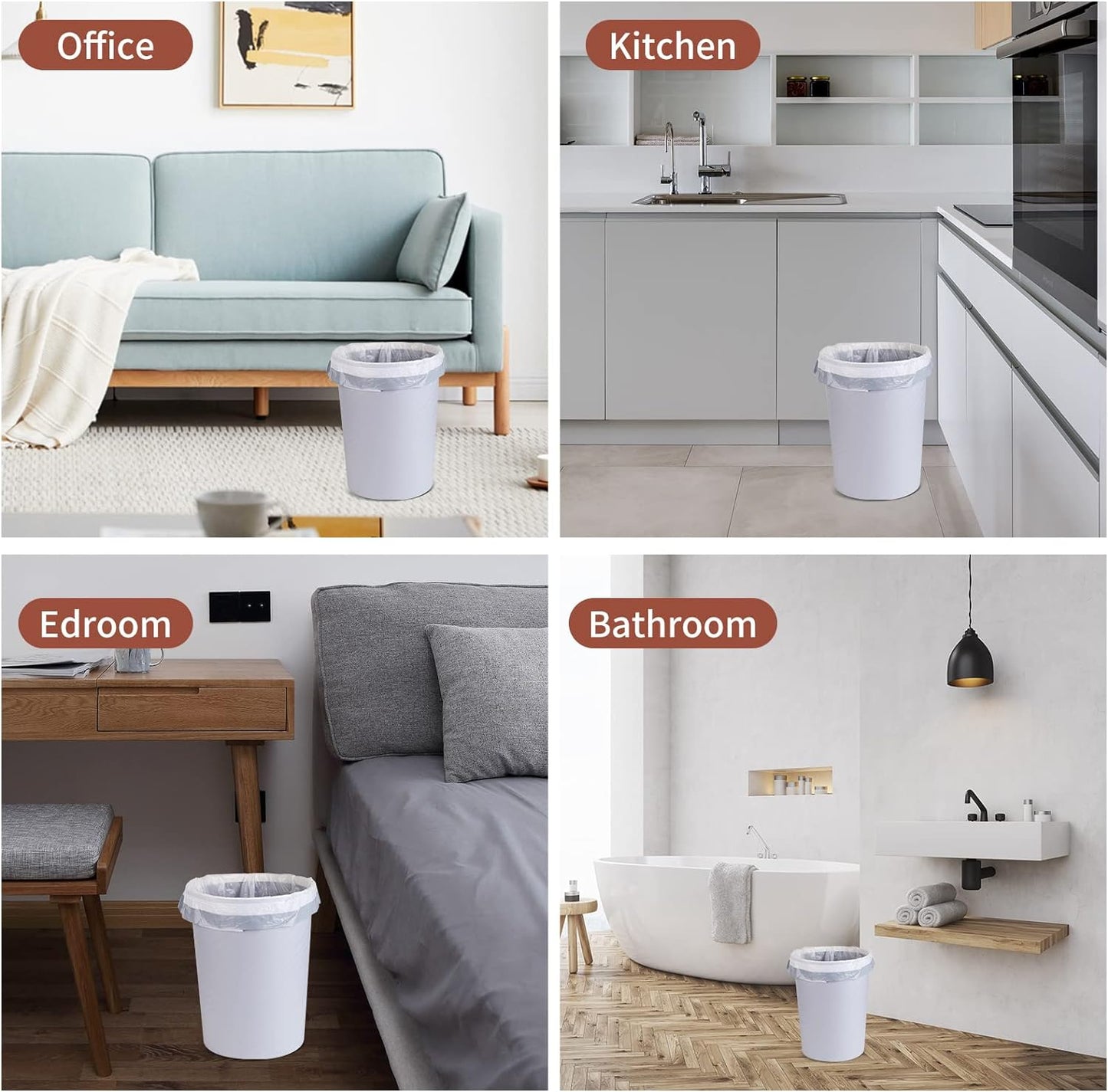 Trash Bags Drawstring Garbage Bags 8 Gallon Thickened Stretchy,Bathroom,Bedroom,Kitchen,Office and Living Room(100 Count)