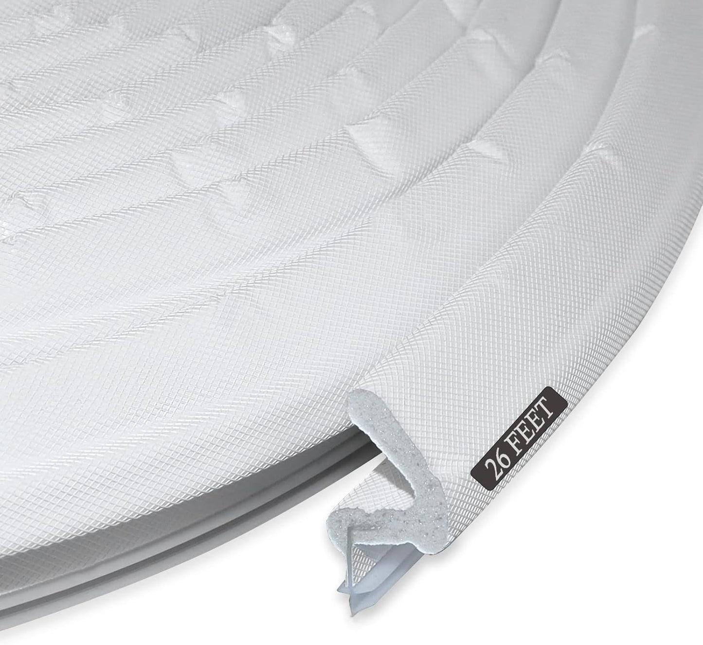 Kerf Weather Stripping Door Seal Strip 26 Ft Q Foam Door Weatherstrip Seal with Slot Card Slot Installation, Easy Cut to Size (White)