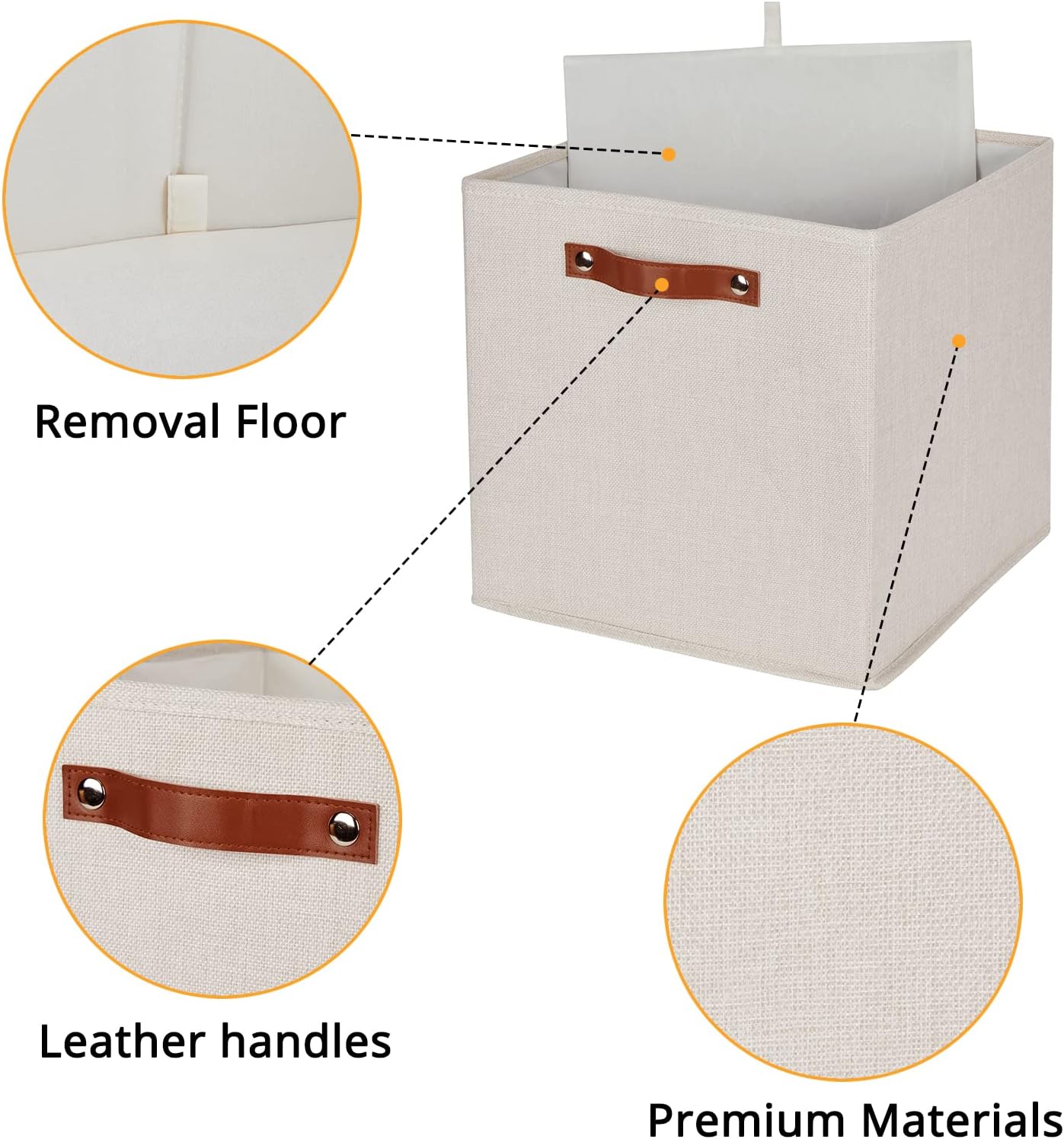 DULLEMELO Storage Baskets for Shelves Closet Storage,Sturdy Home Organization Bins for Gifts Empty,Foldable Fabric Storage Cubes Baskets for Nursery Toys Towels Clothes Storage(Beige-4 Pack)