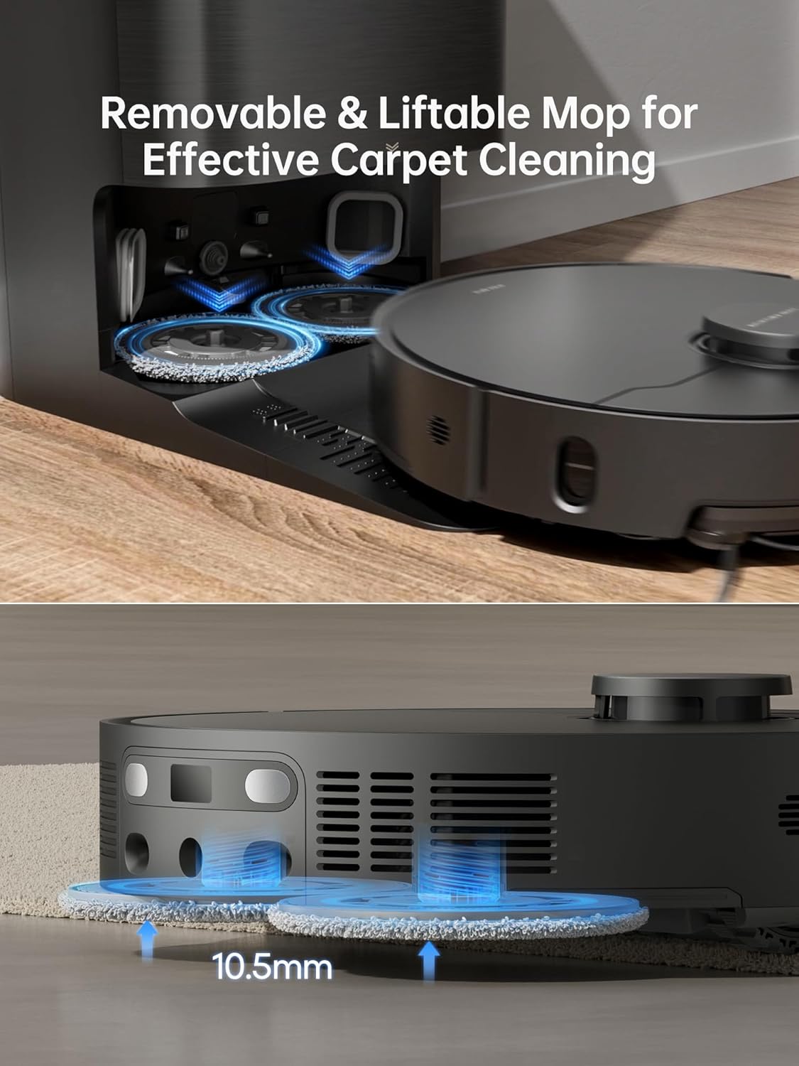DREAME X40 Ultra Robot Vacuum with Detachable & Liftable Mop, Self-Emptying Robot Vacuum and Mop Combo with Side Brush, 12,000 Pa Suction, 158°F Self-Cleaning and Self-Drying Mop, Auto Water Filling