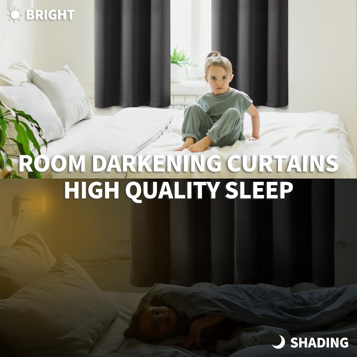 BGment Pocket Bedroom Curtains 63 Inch Long Dark Grey, Room Darkening Thermal Insulated Blackout Drapes for Living Room Privacy Light Blocking Blinds, 52 x 63 Inch, 2 Panels