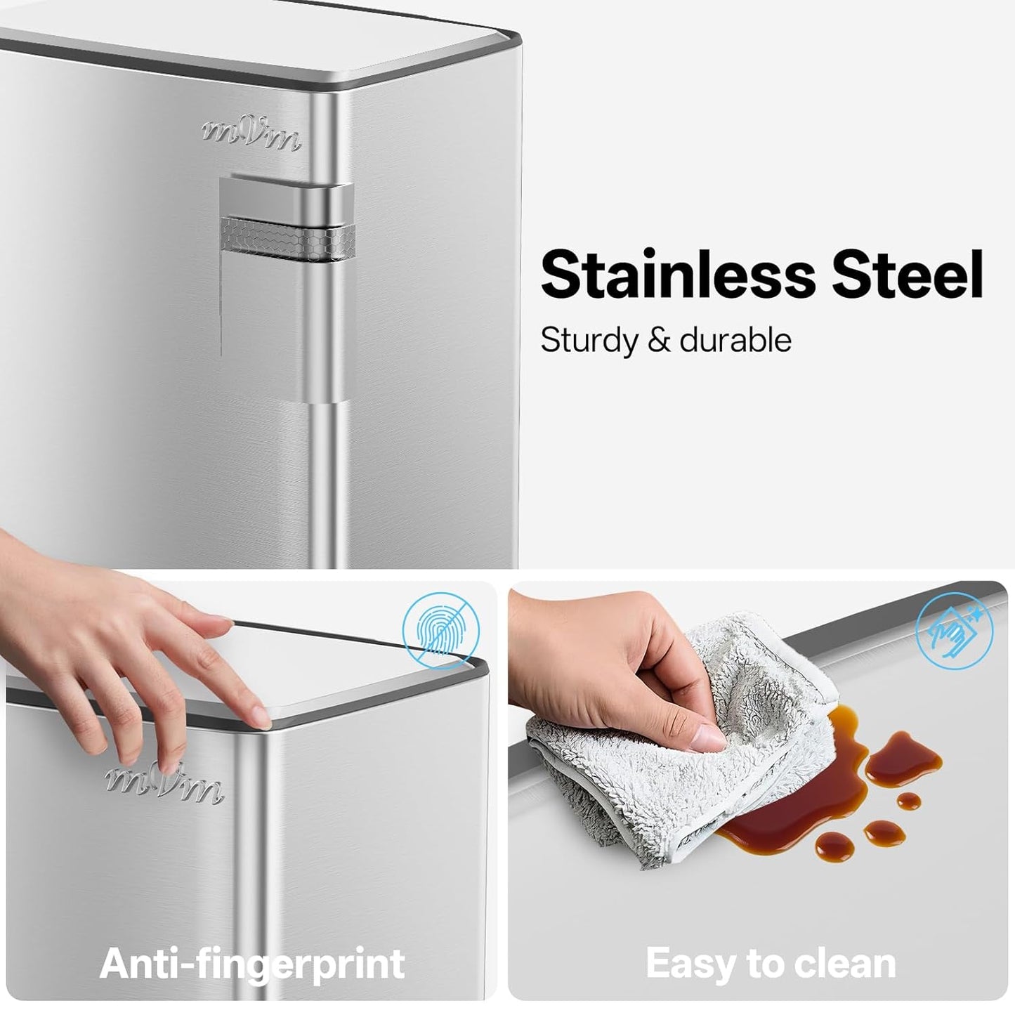 mVm 10.6 Gallon Heavy Duty Step Trash Can with Lid, Foldable Foot Pedal Bin for Kitchen Office Dormitory Home Rooms (Tin)