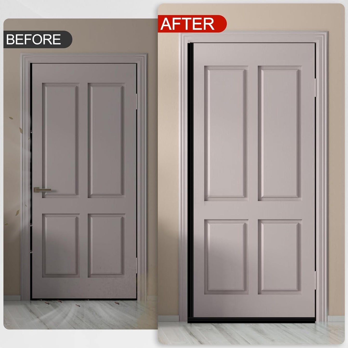 MYFAMIREA Door Weather Stripping 3IN (W) x 20FT (L) Door Draft Stopper Seal Tape Silicone Seal Strip Self Adhesive Shower Sweep Insulation Tape Side Bottom Strip for Sliding Glass Window Gap, Black