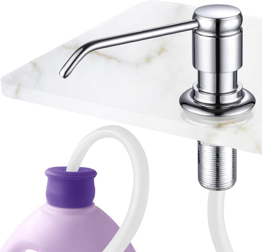 Gagal Soap Dispenser (Chrome) and Extension Tube Kit for Kitchen Sink, Complete Brass Pump with 40" Silicone Tube Connect to The Bottle Directly, Say Goodbye to Frequent Refills