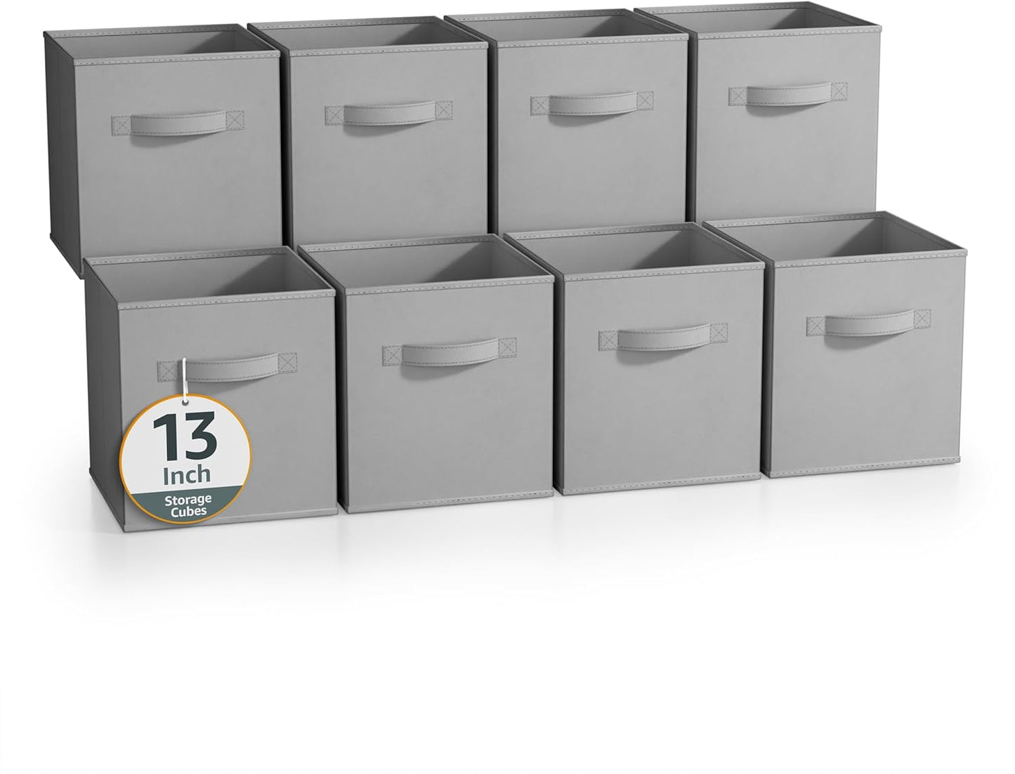 Sorbus 13 Inch Storage Bins - Sturdy Collapsible Fabric Storage Cubes with Handle - 8 Foldable Baskets for Organizing Clothes, Toys, Books - Storage Baskets for Shelves, Closets