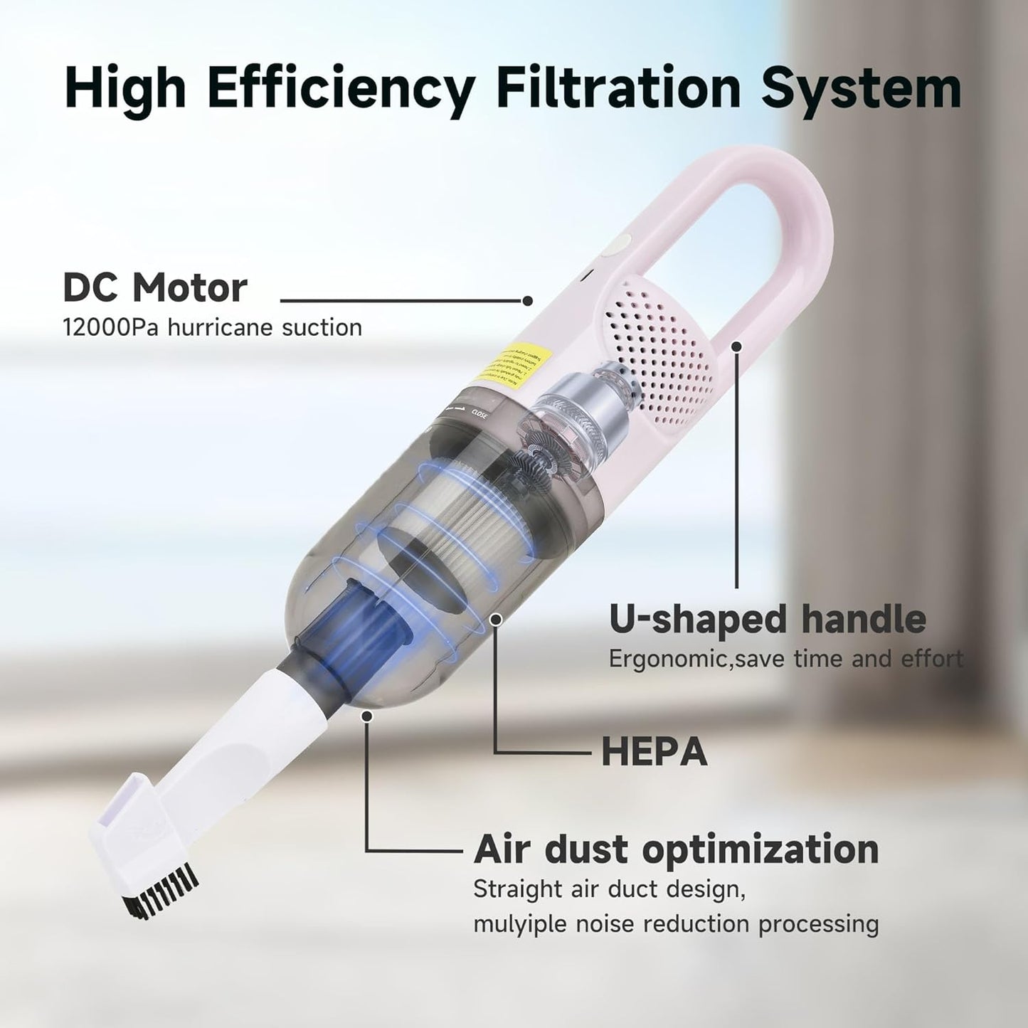 Handheld Vacuum Cleaner,Ultra-Lightweight Mini Portable Vacuums for Home, 6 in 1 Stick Vac Cleaners for Car,Pet Hair,Carpet（Green Corded