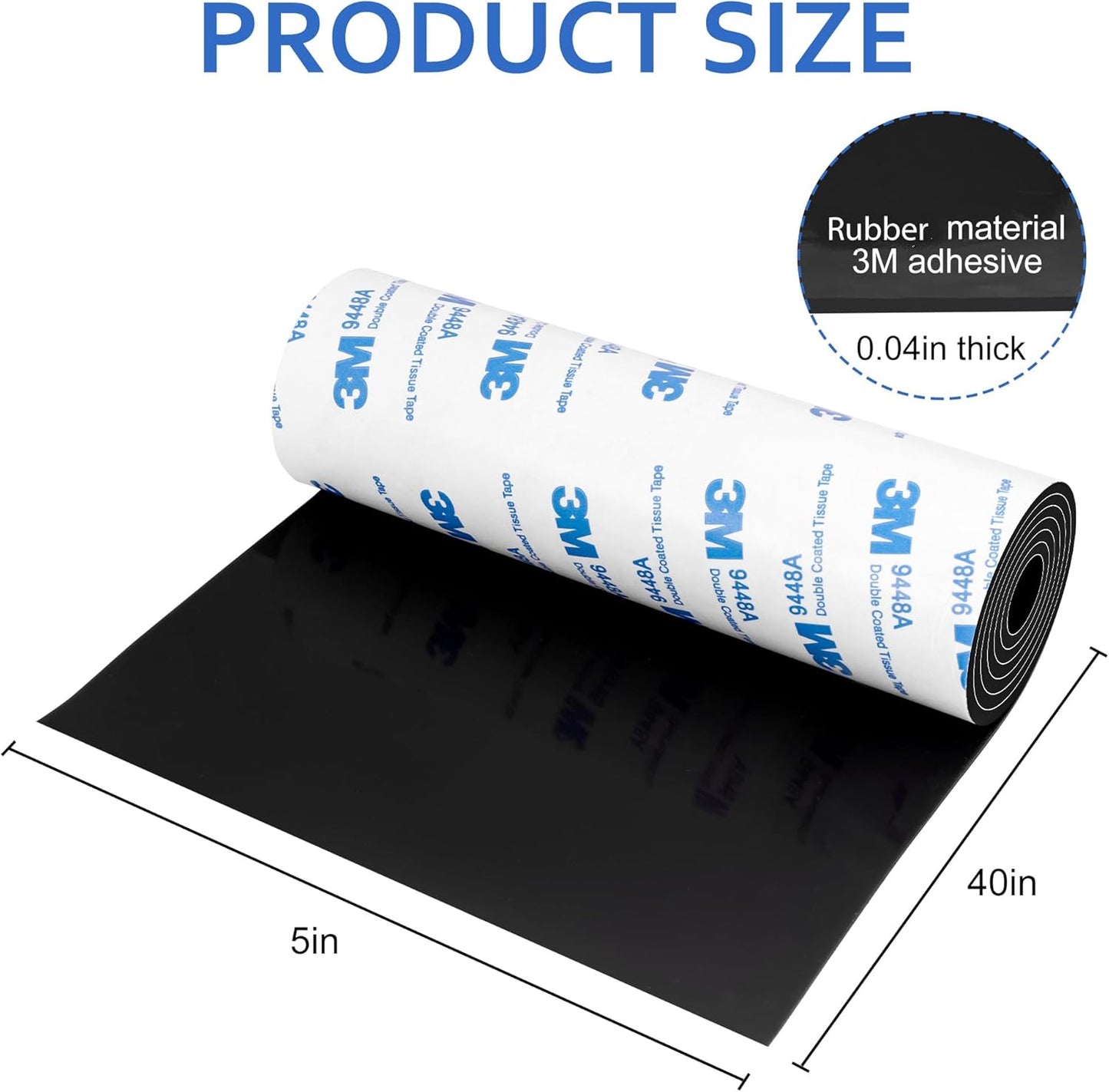 Non Slip Furniture Pads, 5" x 40" Rubber Furniture Pads Anti Skid Pads Non Slip Self Adhesive Cuttable Rubber Tape Strip Roll for Protecting Hardwood Floors Chair Wall Protector - 2 Pack, Black