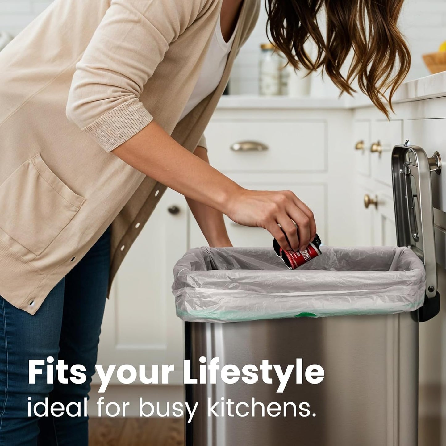 Large Trash Bag 13 Gallon Tall Drawstring 100% Post-Consumer Recycled Garbage Bag Waste Bag for Kitchen Office (80 Count, 0.7 Mil)