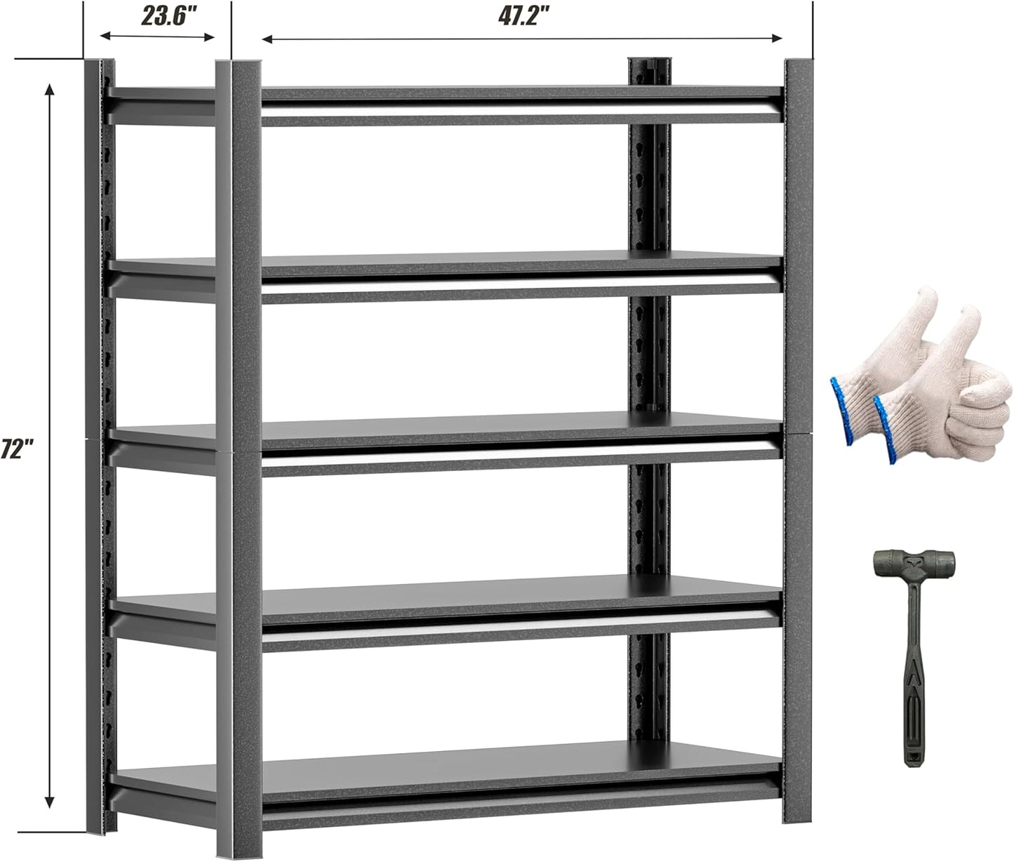 3pieces Garage Shelving,5 Tier 72"X47.2"X23.6"Inches,Storage Shelves Heavy Duty Thickened Metal Shelves Shelving Units and Storage,Garage Shelves Unit for Basement Metro