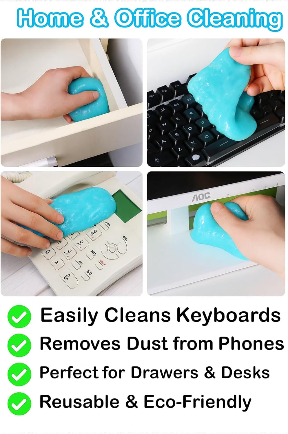 Car Cleaning Gel Pack of 2 – Reusable Car Interior Detailer Slime, Dust Remover Putty for Car Vents, Dashboard, Keyboard & Electronics, Auto Detailing Supplies for Easy Cleaning