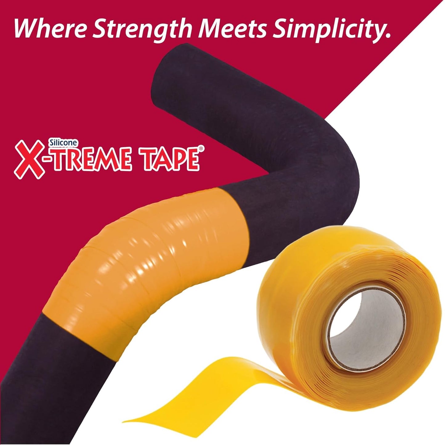 X-Treme Tape MOCAP Heavy Duty Electrical Tape, Self-Fusing Silicone Rubber, Waterproof & Insulating Flexible Tape, Electrical for Hose, Automotive, Outdoor & Repairs - 1" x 10ft Roll - Yellow