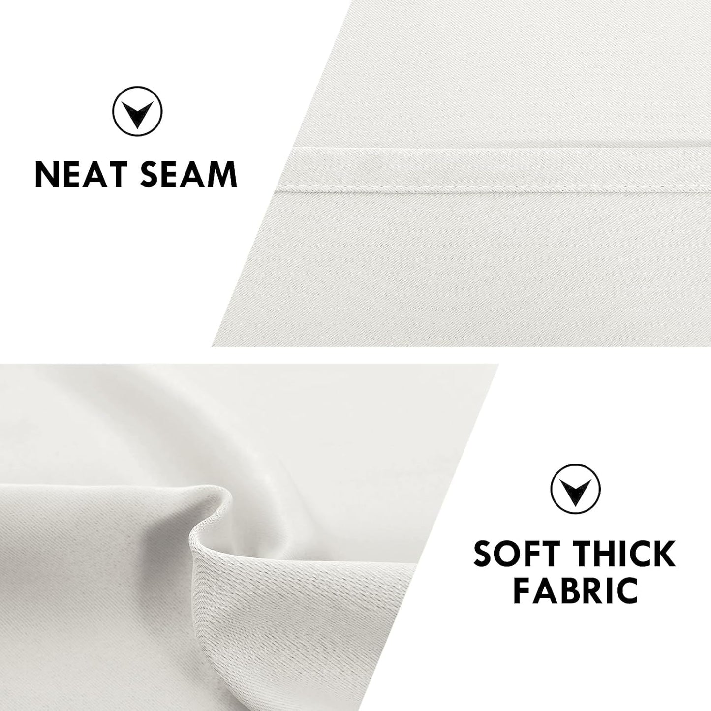 DWCN Blackout Curtains for Living Room Thermal Insulated, Energy Saving & Noise Reducing Bedroom Curtains, Ivory, W 52x L 36 Inch, Set of 2 Rod Pocket Curtain Panels