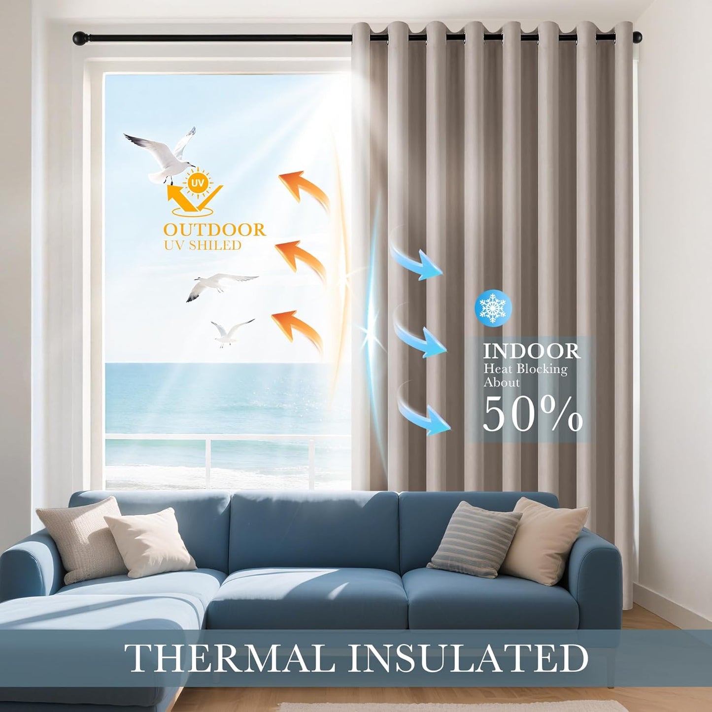 PONY DANCE Blackout Curtains for RV Camper Windows, Privacy Thermal Insulated Mini Curtains & Drapes for Bedroom Bathroom Kitchen Door Window Farmhouse Cover(2 Panels, W 42 x L 36 inches, Light Taupe)