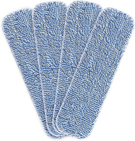 Replacement Microfiber Floor Cleaning Pads - 18''x5'' Dust Mop Refill Sweeping Pad Compatible with Bona Mop, Reusable Dry Mop Head Fits 17” to 18” Flat Mop - 4 Pack