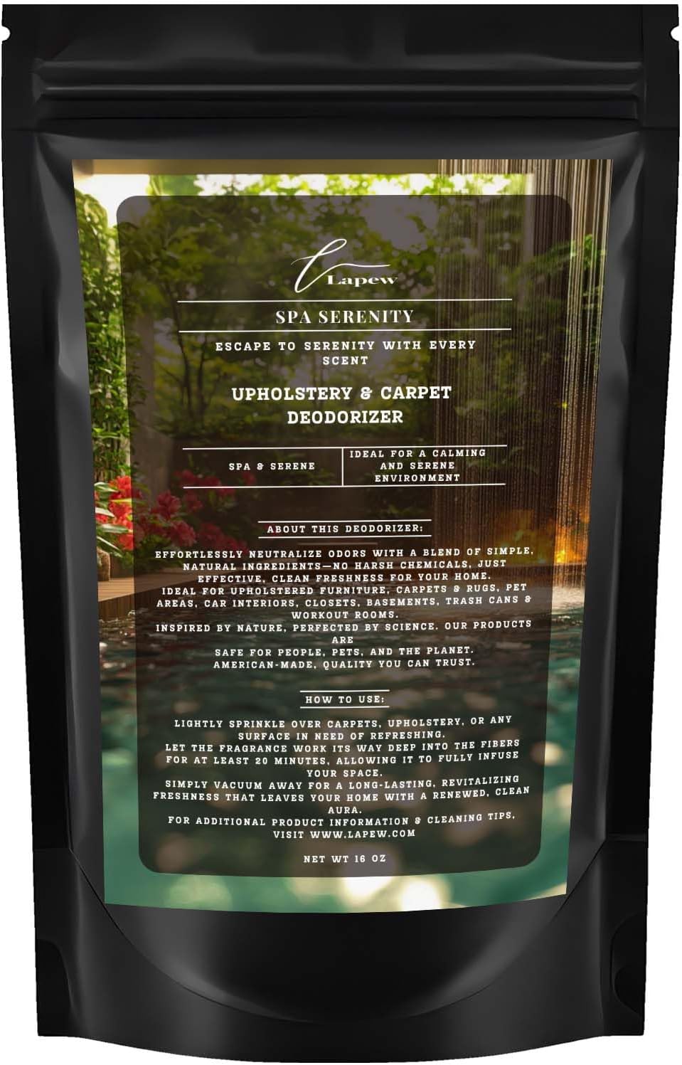 Spa Serenity Carpet Freshener Powder 16 oz | Powerful Odor Eliminator for Home | Upholstery Deodorizer | Carpet Deodorizer | Pet Urine | Cat Litter Box