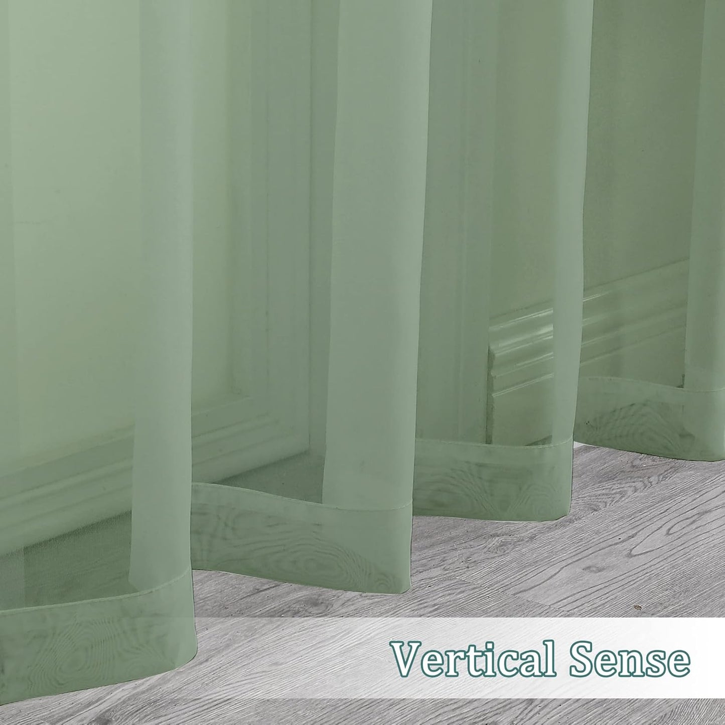 Chyhomenyc Sage Green Sheer Curtains 72 Inch Length 2 Panels, Light Filtering Airy Breathable Rod Pocket Voile Drapes for French Door Bedroom Living Room, Each 42x72 Inch