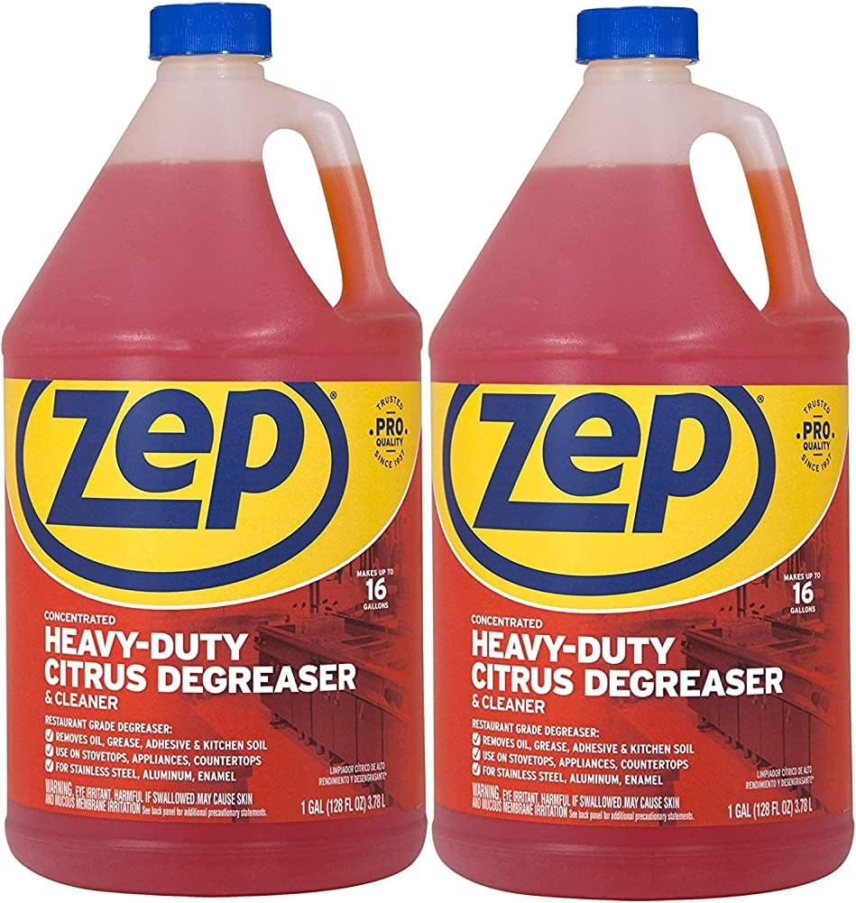 Zep Heavy-Duty Citrus Degreaser Refill - 1 Gallon (Case of 2) ZUCIT128 - Professional Strength Cleaner and Degreaser, Concentrated Pro Formula