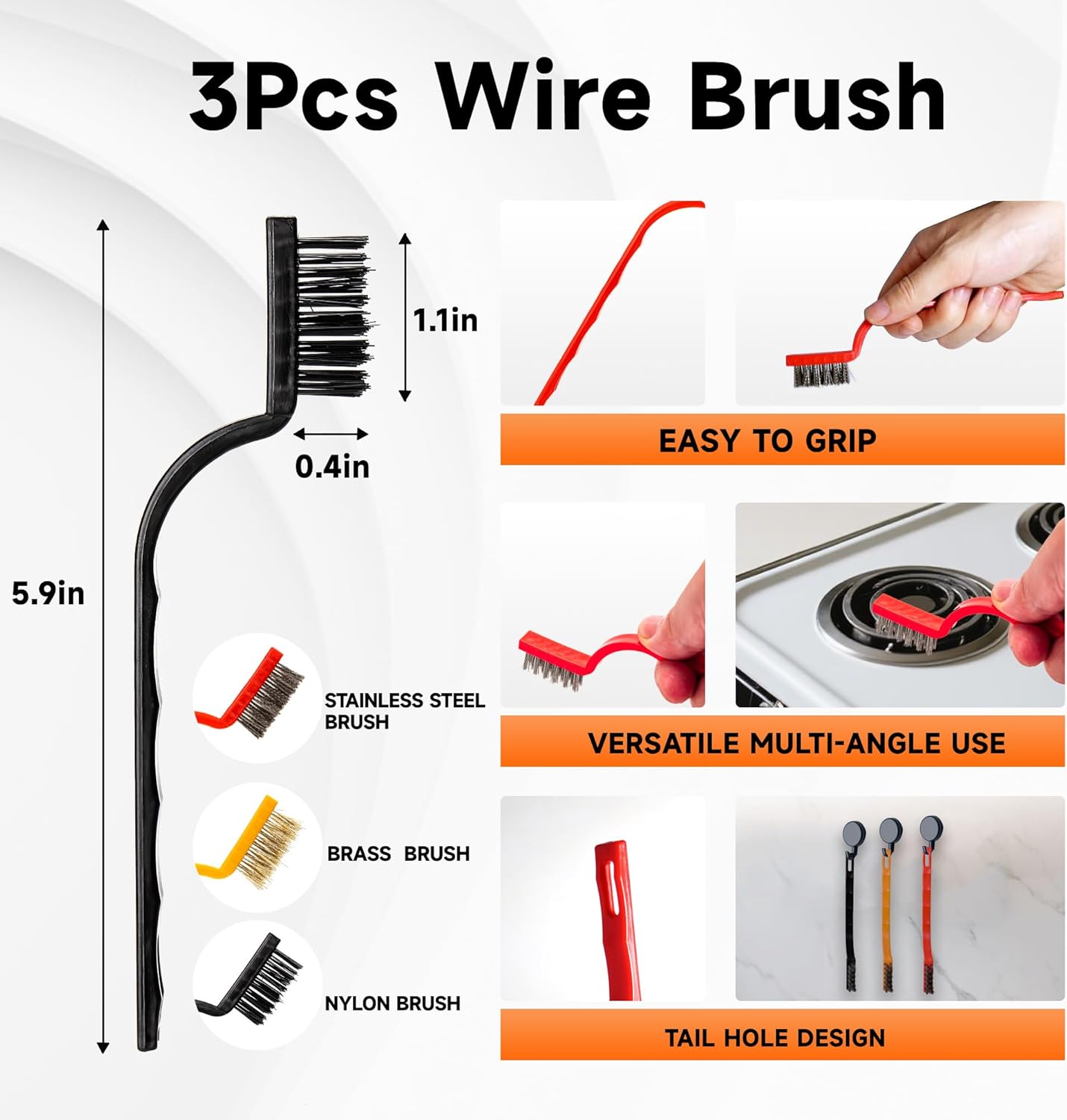 6PCS Razor Blade Scraper Tool, 3Pack Razor Scraper Set with Extra 40Pcs Blades and 3Pcs Wire Brush Set, Glass Top Stove Scraper, Paint Scraper, Cleaning Scraper Tool for Windows, Glass, Sticker