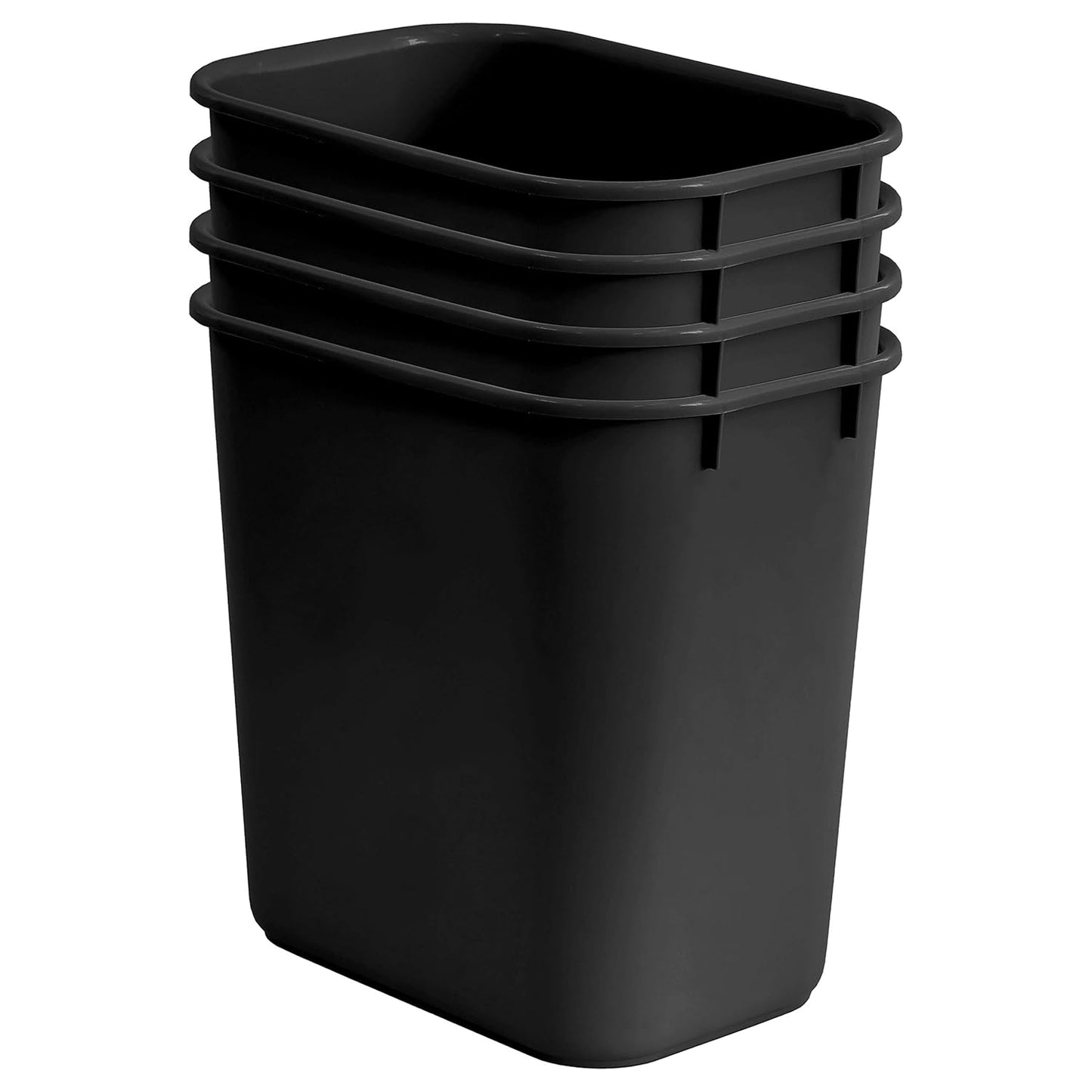 Acrimet Wastebasket, Deskside Bin, 6.75 Gallon/ 27 Quart/ 24 Liter (Plastic) (Black Color) (Set of 4)