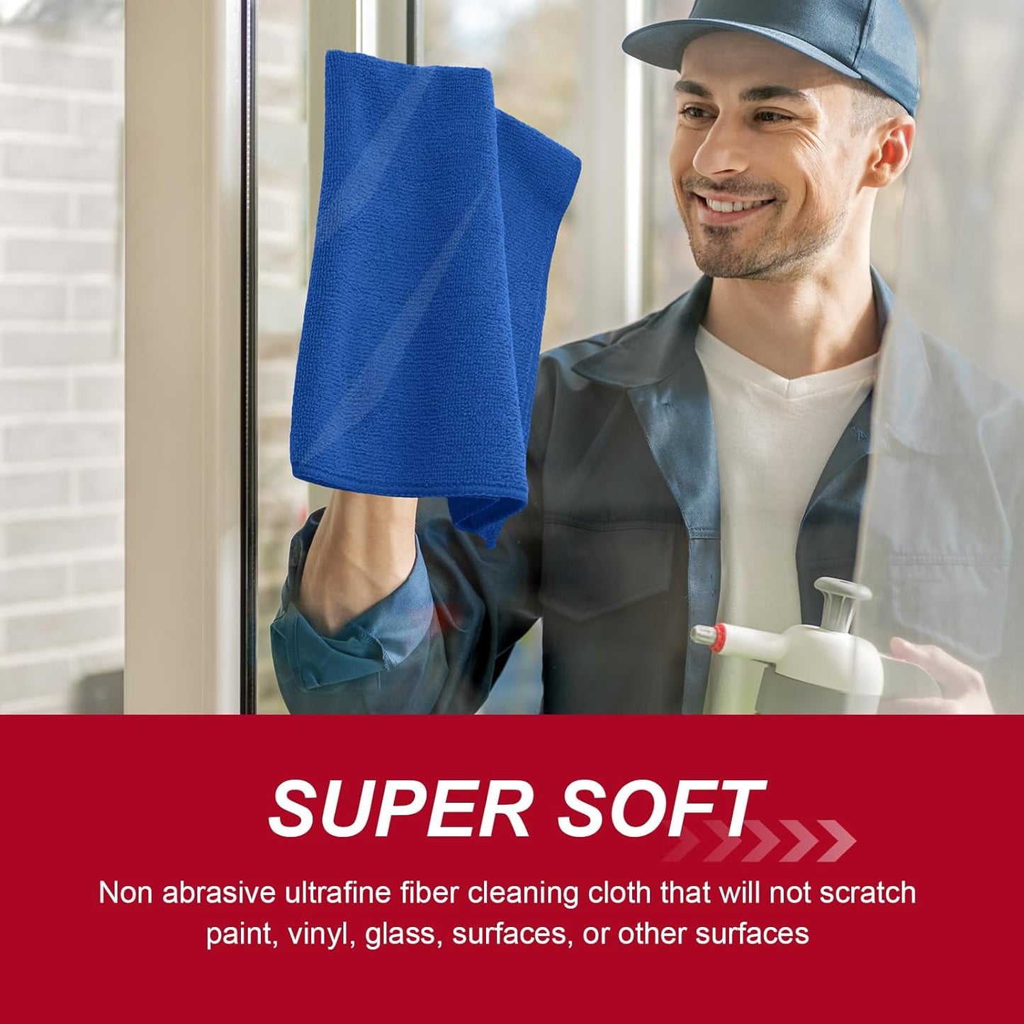 200 Pcs Microfiber Cleaning Cloth 16x16 Inch Microfiber Towels for Car Ultra Absorbent Cleaning Rags Reusable Lint Free Streak Free Detailing Towel for Car Washing Drying Dusting (Dark Blue)