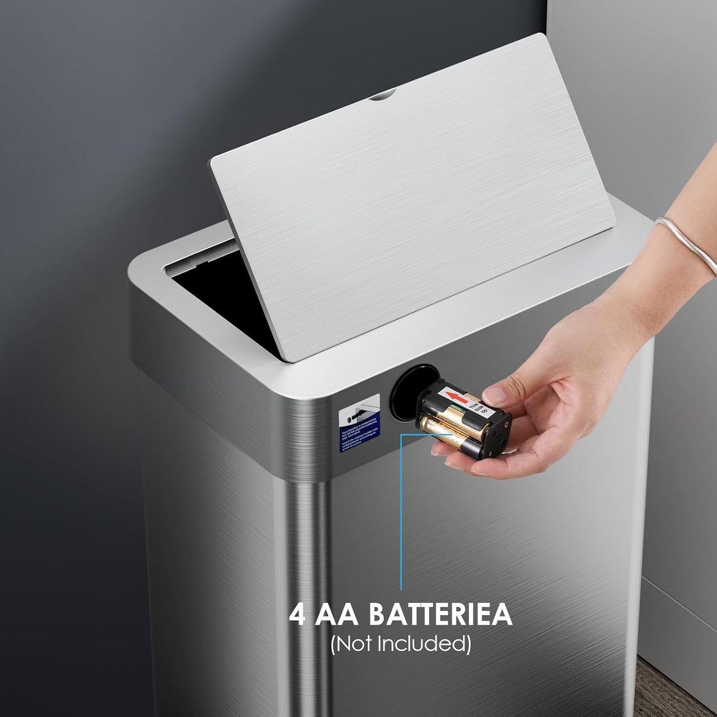 TLSUNNY 13.2 Gallon Motion Sensor Trash Can,Touchless Automatic Garbage Can,Brushed Stainless Steel Smart Bin,with Bag Holder,Soft Close Lid,for Kitchen,Office,RV,Bedroom,Living Room (Silver, 50L)