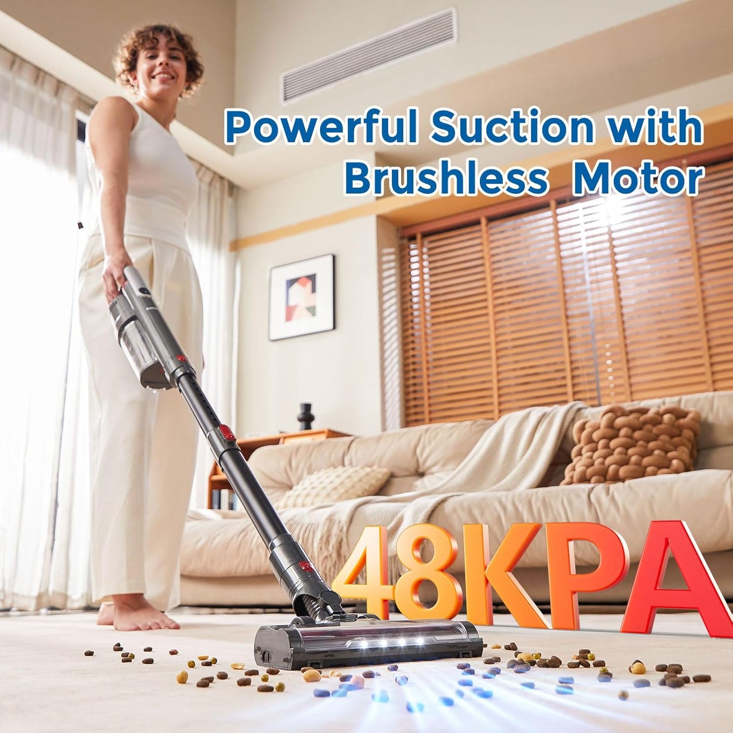 Cordless Vacuum Cleaner Ultra-Lightweight, Pet Vacuum Cleaners for Home with Powerful Suction, Stick Vacuum Cordless Rechargeable, Household Vacuum for Hardwood Floor, Carpet, Pet Hair, Car