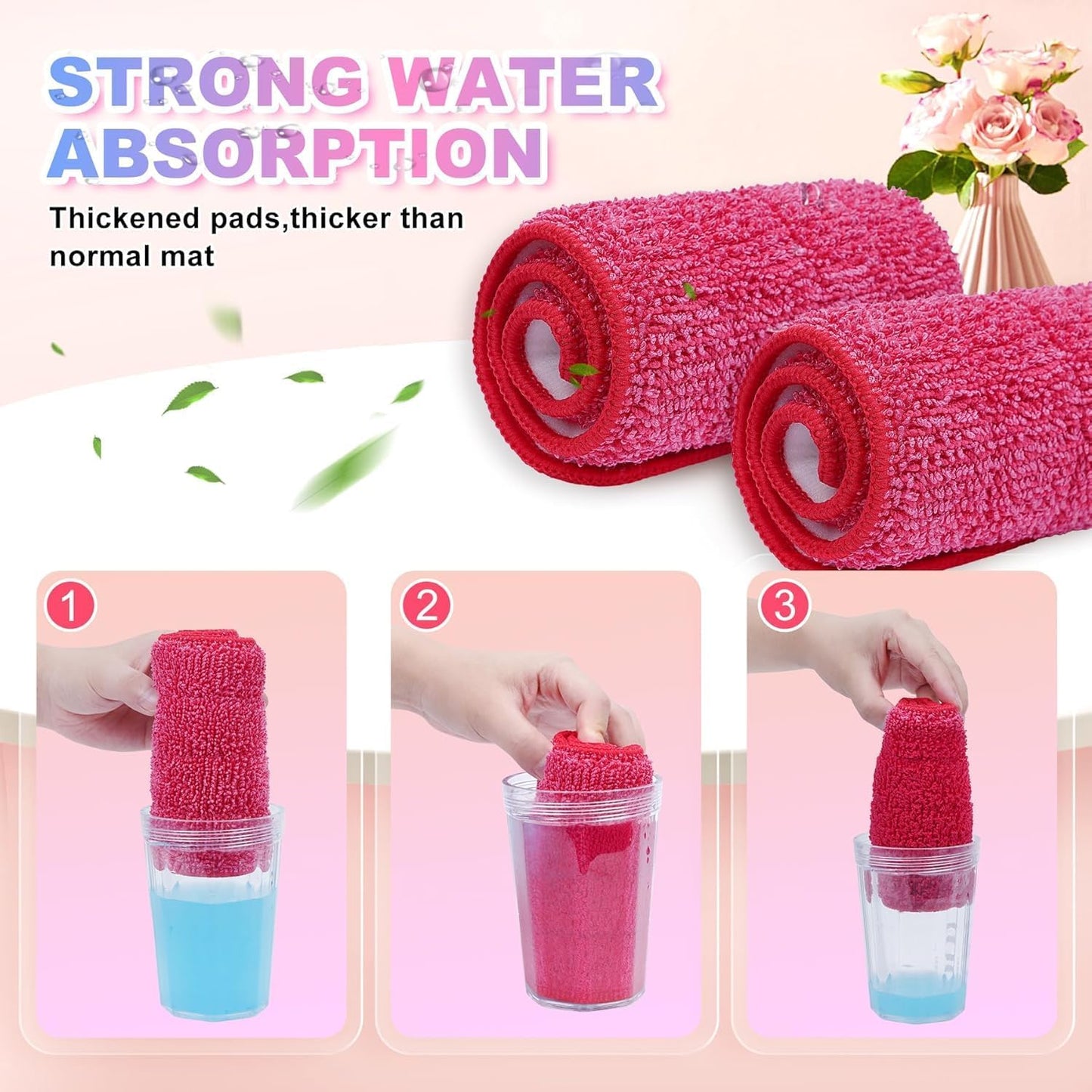 Replacement Microfiber Mop Pads Reusable Compatible with Reveal Spray Mop with Washable Pads, 16.5" Reusable Wet & Dry Mop Replacement Pads Fit for Any Microfiber Reveal Flat Mops(2 Pack)