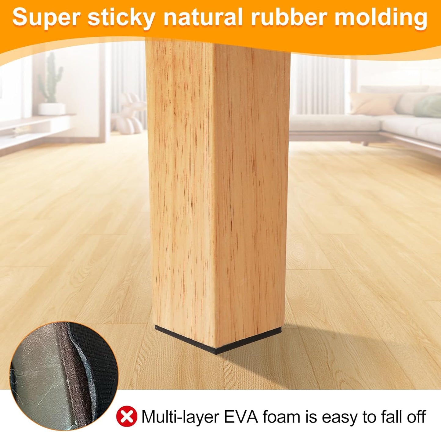 CHUNZEXI Non Slip Furniture Pads - 32 Premium Furniture Grippers Self Adhesive Rubber Furniture Feet, Anti Slide Furniture Hardwood Floor Protector for Keep Couch Stoppers (1.5 inch Square)