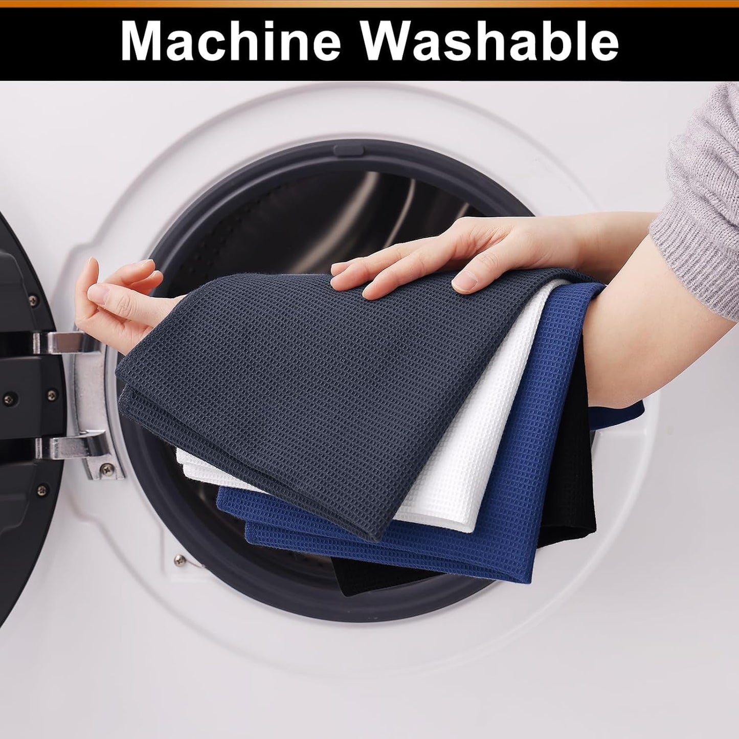 Homaxy 100% Cotton Waffle Weave Kitchen Towels - 8 Pack Soft and Absorbent Dish Towels - 16 x 26 Inches Quick Dry Hand Towels - Multiple Colour