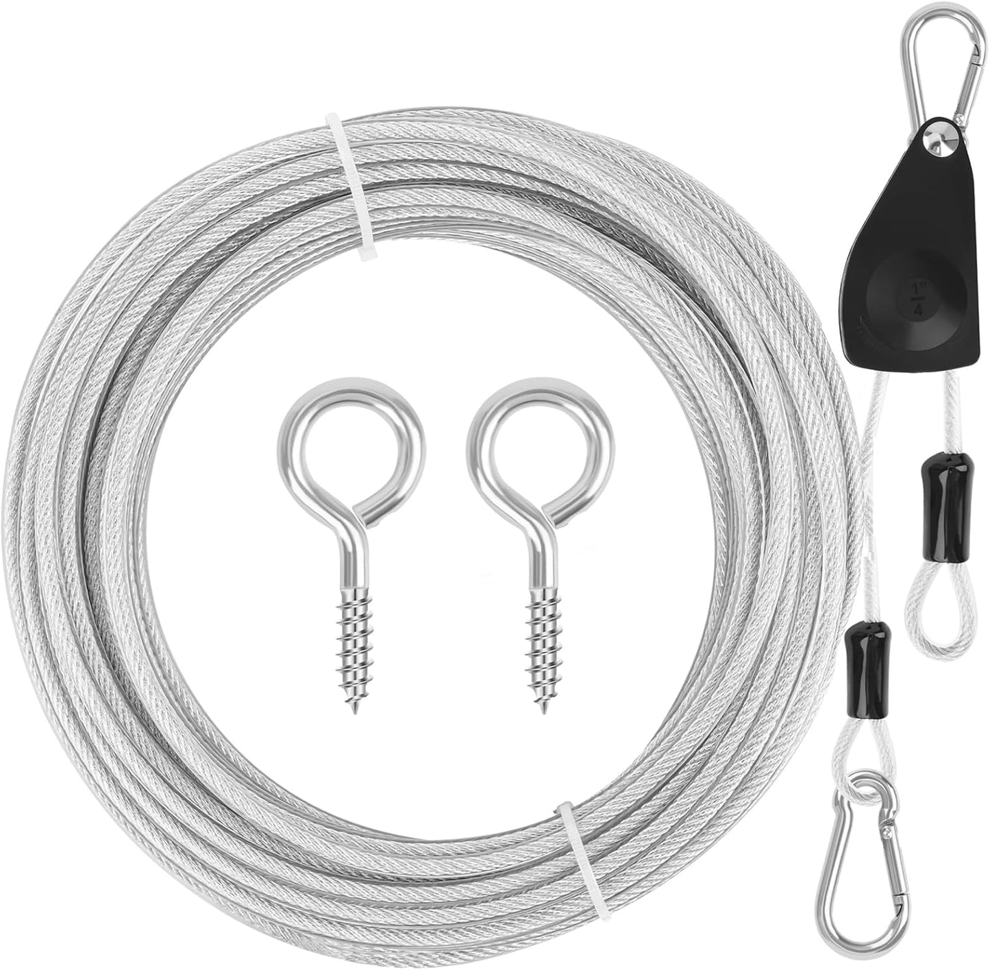 20FT/ 40FT Retractable Travel Clothesline, Adjustable Outdoor Clothesline Drying Clothes Line Laundry for Travel Camping, with Ratchet Pulley/ 2 Screws/ 2 Buckles (Black+Silver, 472, Inches)