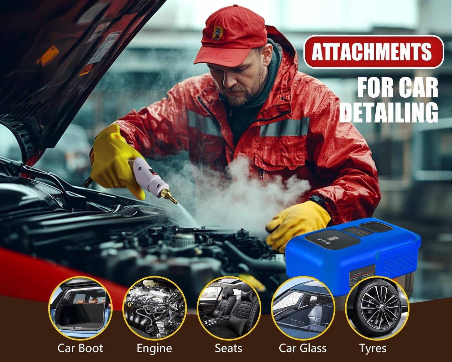 Handheld Steam Cleaner for Home, 2500W High Pressure Steamer for Cleaning, 9-Level Multipurpose Steam Cleaner for Car Floor Upholstery Kitchen Bathroom Grout Tile, 14 Accessories Included (Dark Blue)