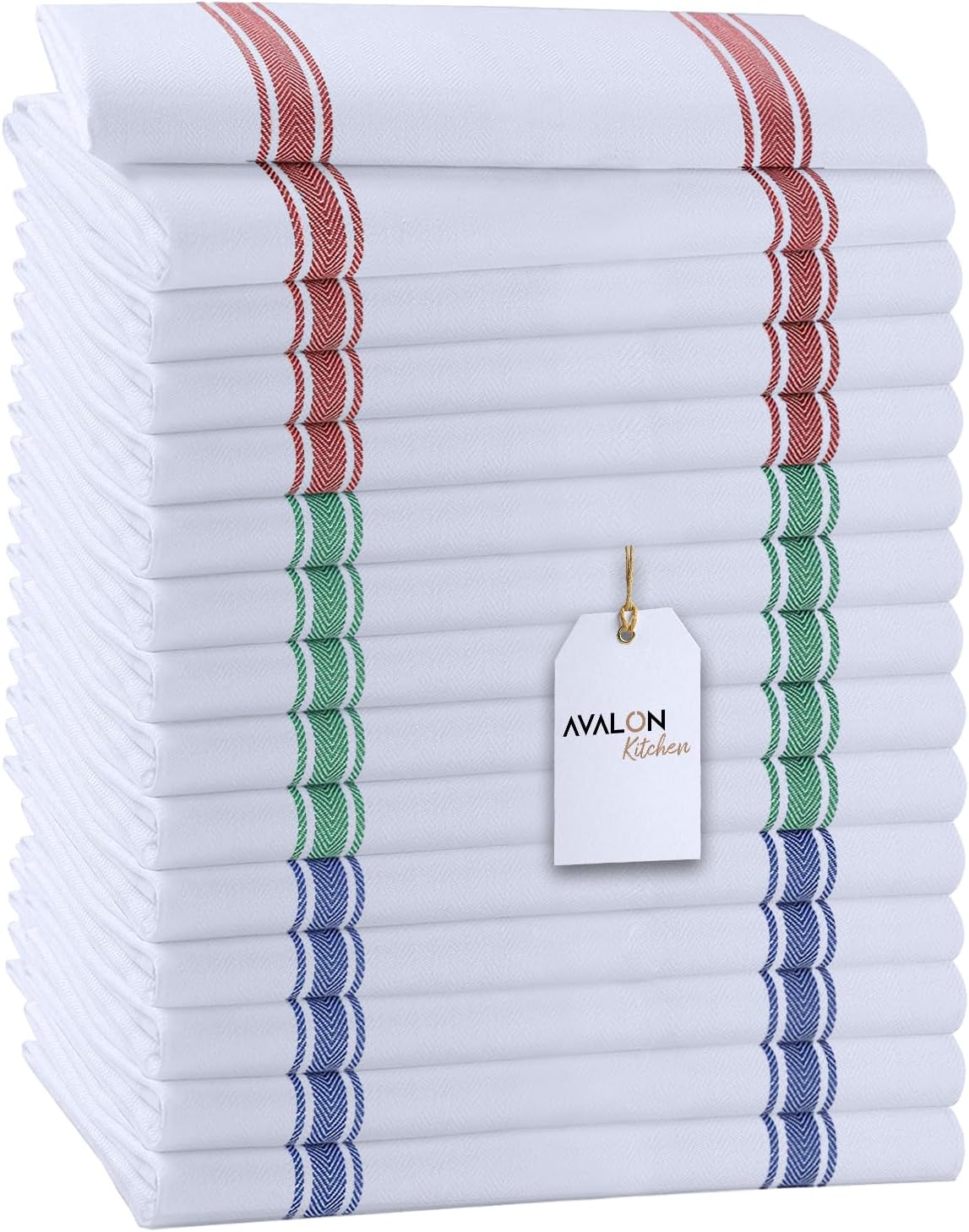 Dish Towels Set (Value Pack of 15) Size 15x25 Inch, 100% Cotton Soft & Absorbent Linen Kitchen Towels, Tea Towels, Reusable Cleaning Cloths for Household Cleaning (Multi)