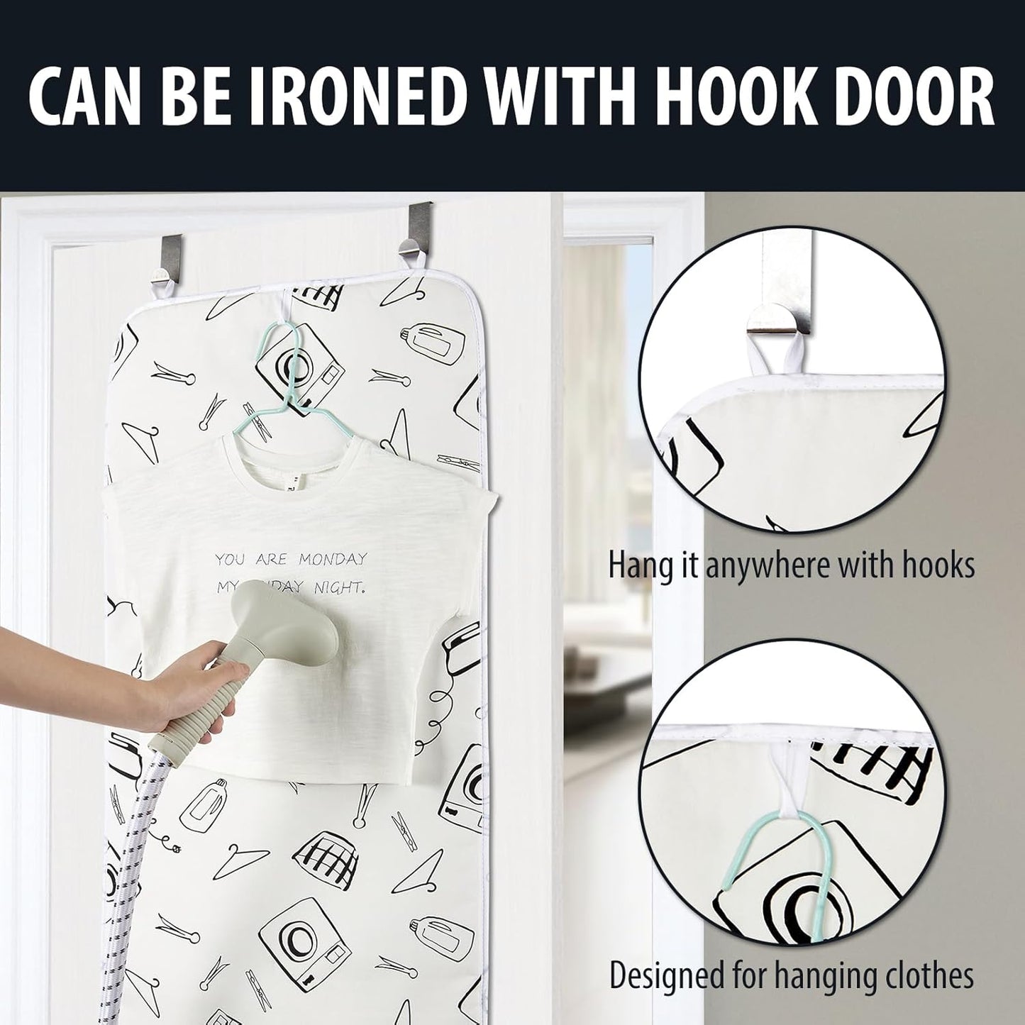 Seiritex Ironing Mat for Table Top, Portable Ironing Pad 39.4 x 18.9 inch Iron Board 5 in 1 Travel Iron Blanket for Counter top, Washer, Dryer, White