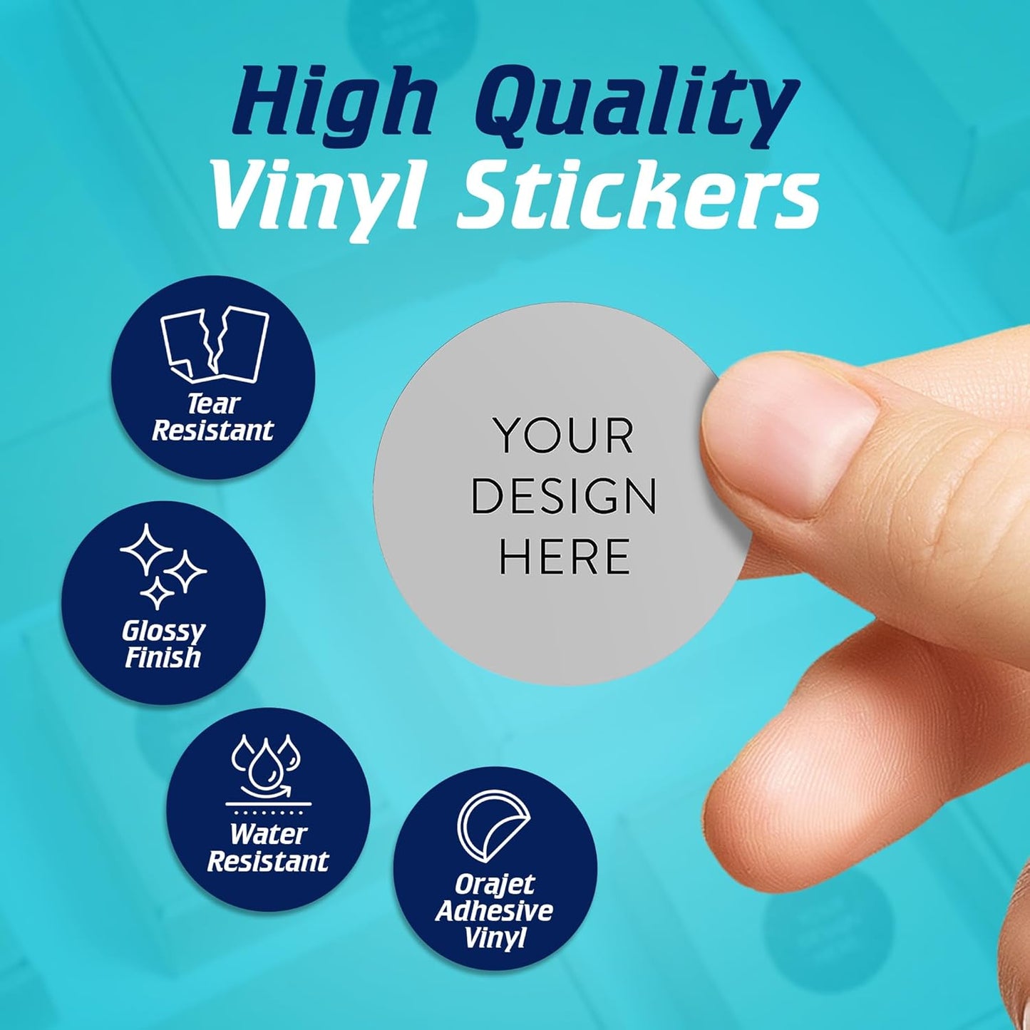 100 Custom Vinyl Stickers - Upload Your own Image, Text, Design, Logo - Personalized Logo Labels for Handmade, Packaging, Bottle, Jars, Candle, Brand Stickers (Gray, 1.5x1.5)