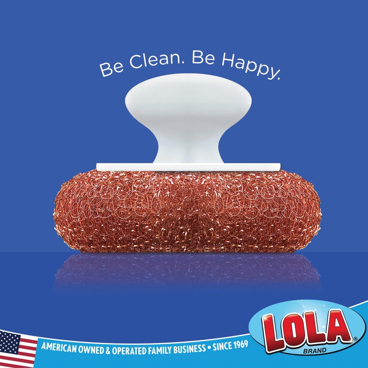 LOLA Copper Mesh Scouring Pad w/Comfort Knob, 144 Pack, Heavy Duty Cleaning Pads, Knitted Wire Mesh, Cleans Caked-On & Baked-On Messes
