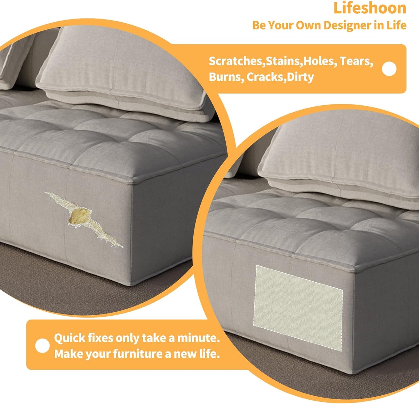 Fabric Repair Patches, 35X79 Inch Canvas Self-Adhesive Fabric Patches Tape Durable, DIY Large Canvas Repair for Sofa, Couches, Furniture, Chair, Clothing （35X79 Inch, Medium Grey）