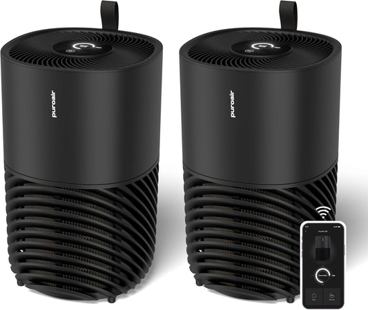 PuroAir 130i Smart Air Purifiers for Home Large Rooms - Covers Up To 600 Sq Ft - Filters Up To 99.9% of Pollutants, Smoke, Pollen, Dust - Quiet Air Filter - Air Purifiers for Bedroom (2 Pack)