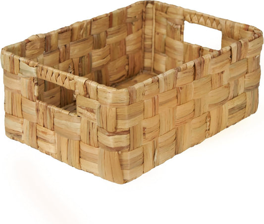 Vatima Jumbo Wicker Storage Basket, Large Hyacinth Organizer, 16.9x12.1x7.1H Inches - Ideal for Home Shelving and Pantry Storage