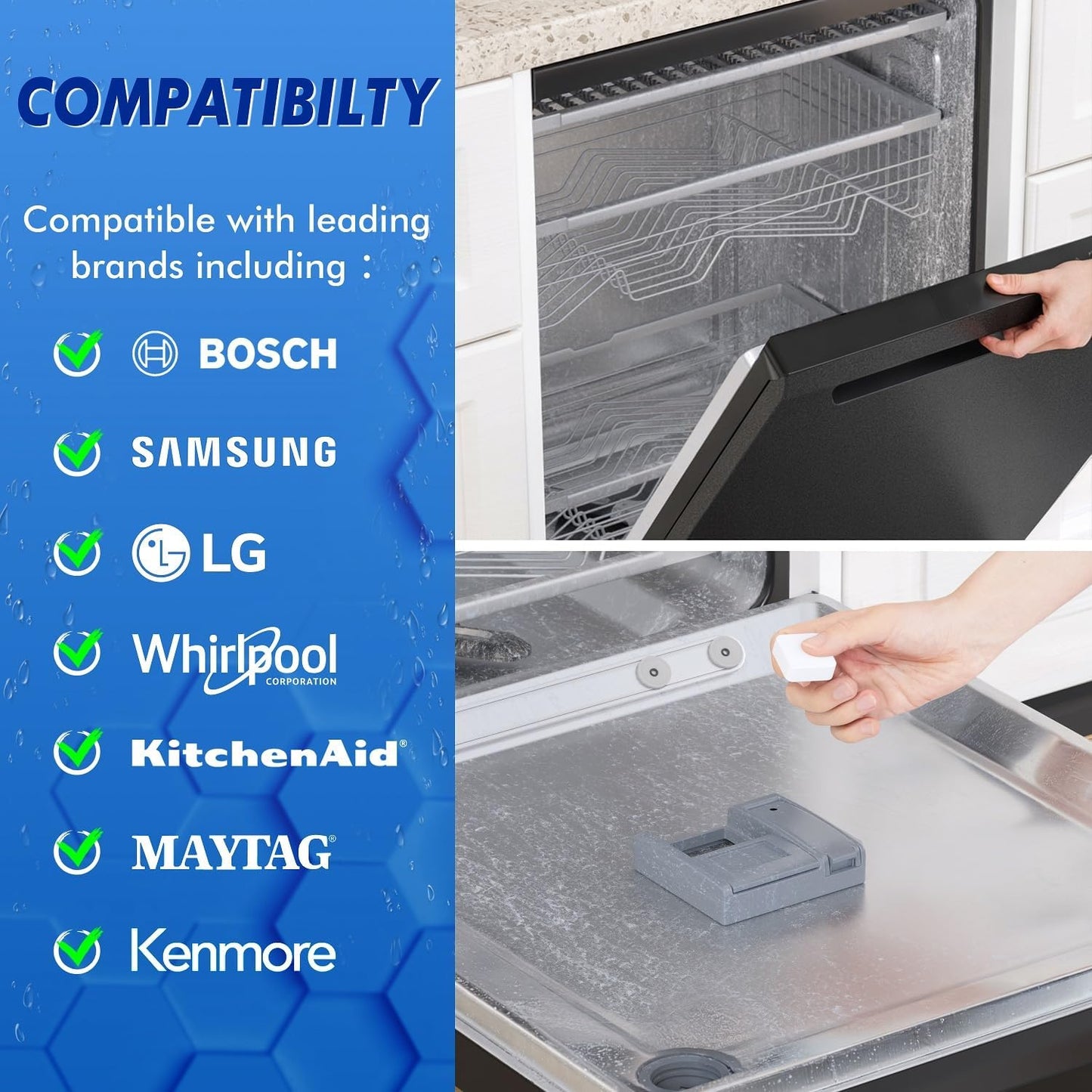 Deep Cleaning Dishwasher Cleaner Tablets - 24 Pack (1 Year Supply) Descaler & Deodorizer Pods, Fragrance-Free, Septic Safe - Removes Limescale, Grease, Odors